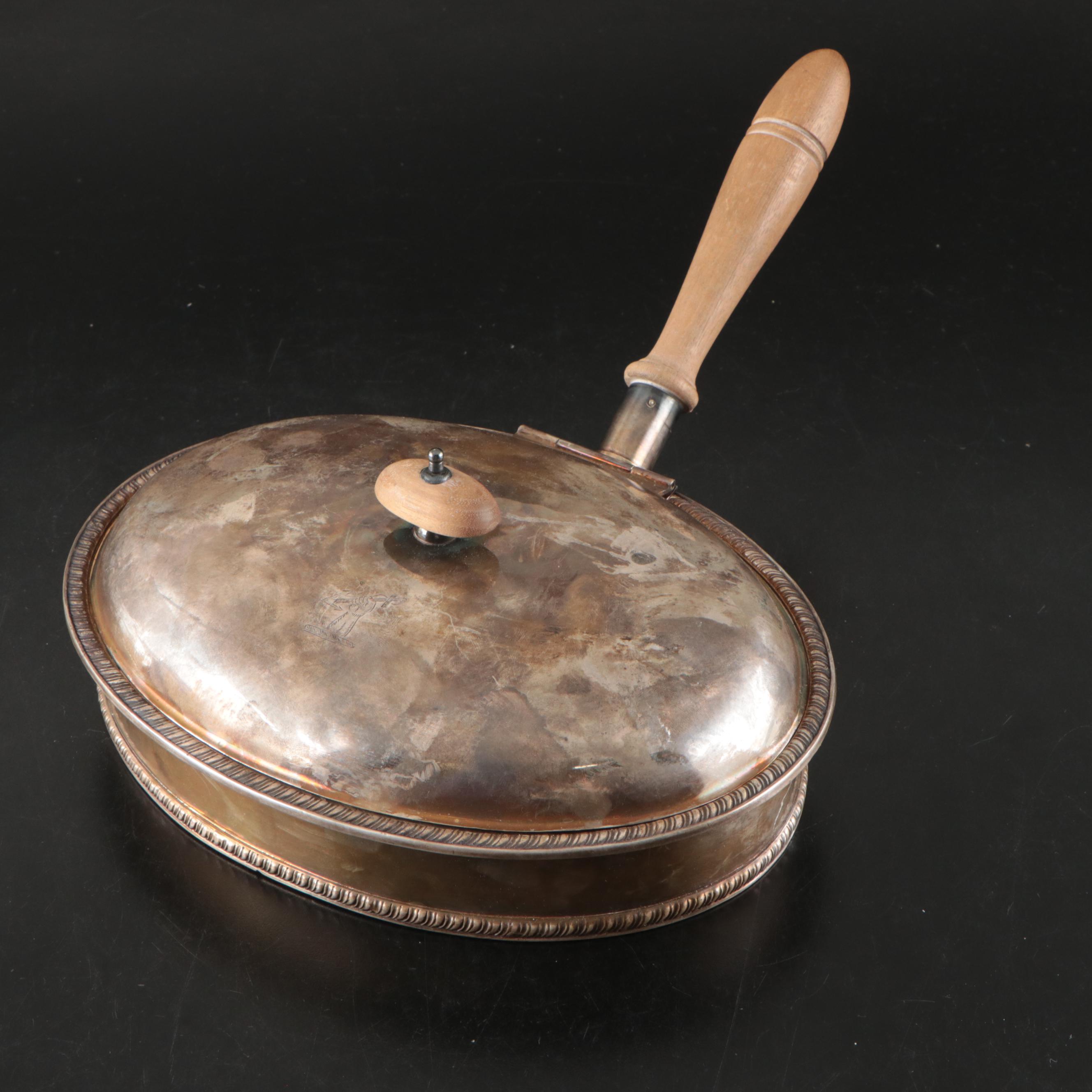 Sheffield Silver Plate Armorial Engraved Crumb Catcher and Centerpiece Bowl