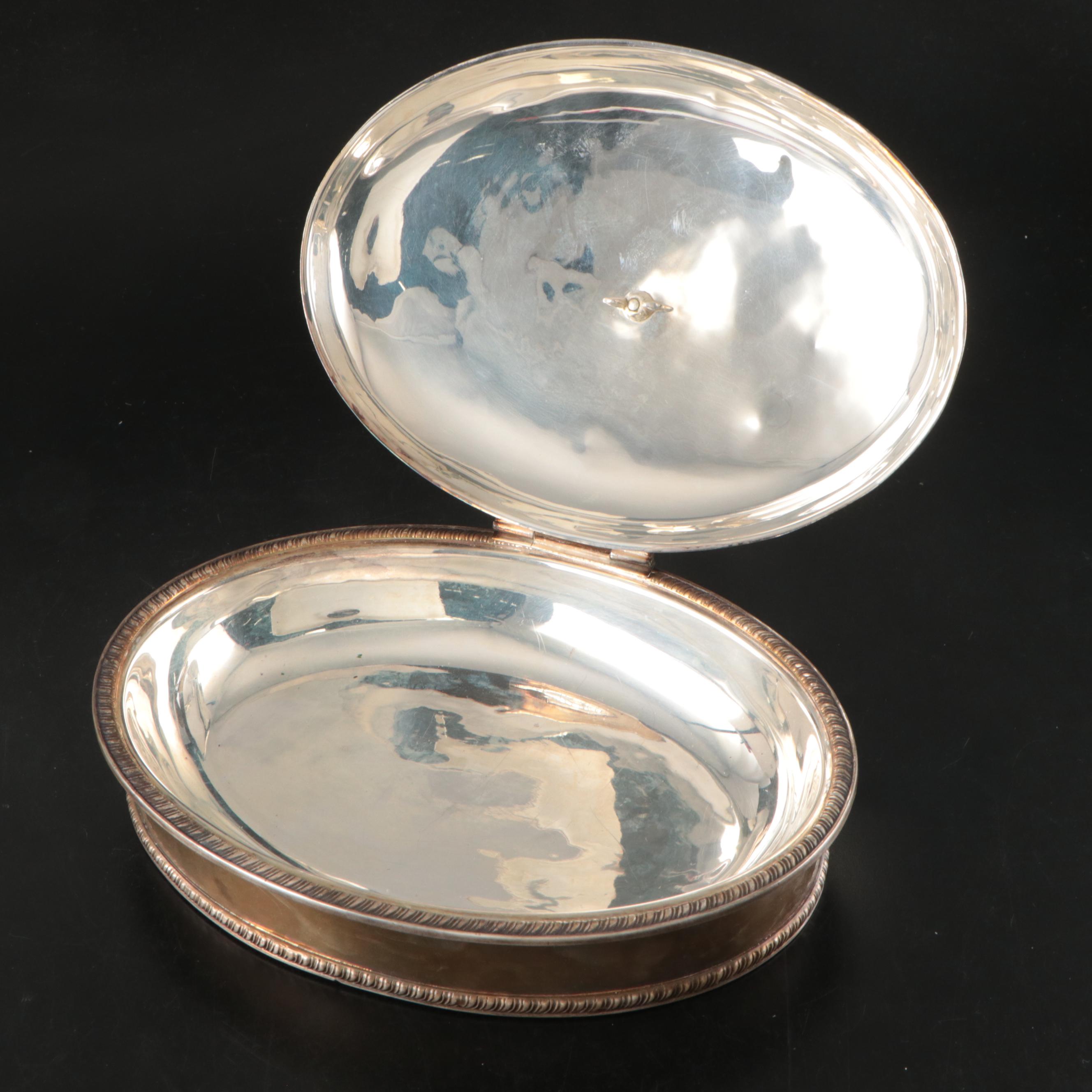 Sheffield Silver Plate Armorial Engraved Crumb Catcher and Centerpiece Bowl