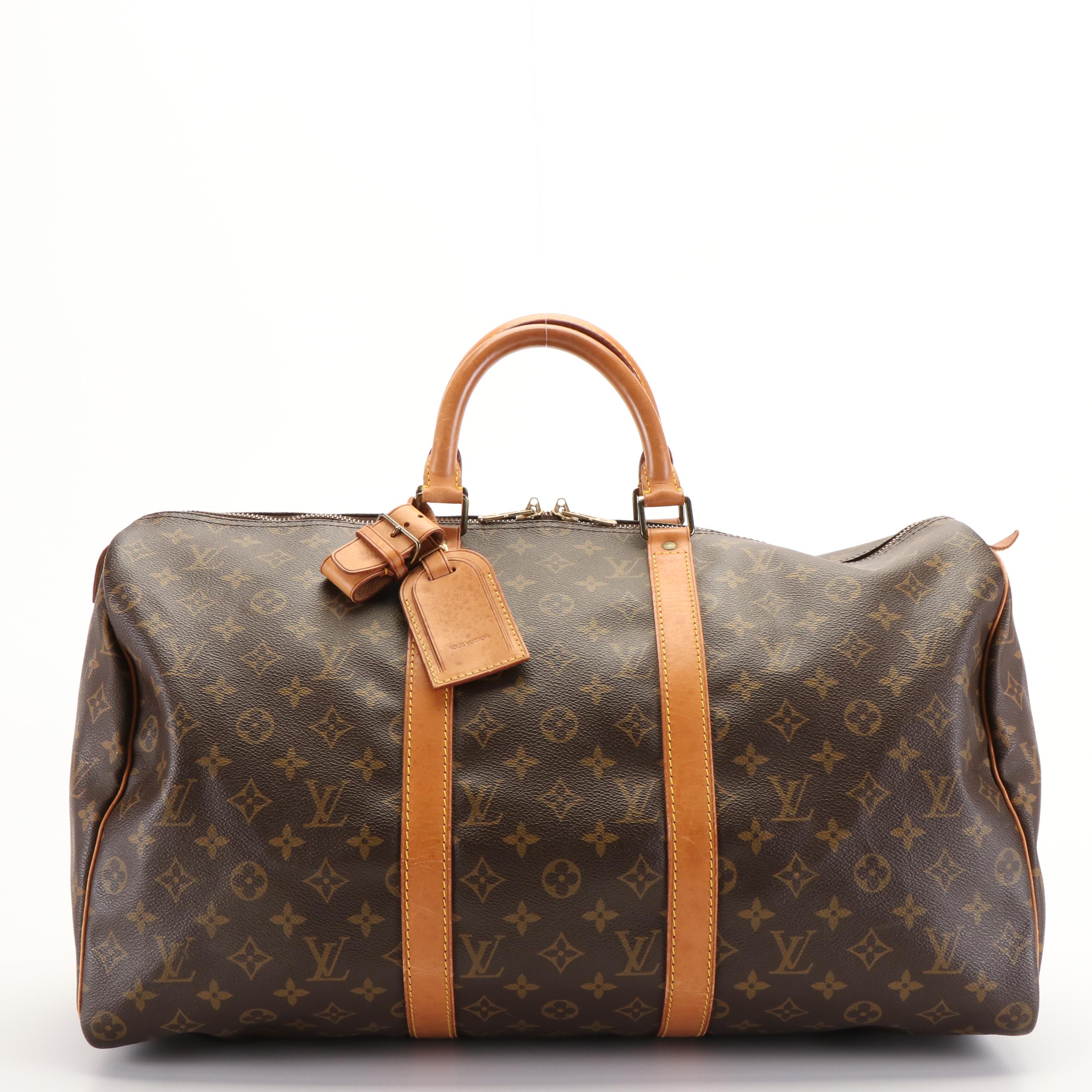 Louis Vuitton Keepall 50 Boston Bag in Brown Monogram Canvas and Leather