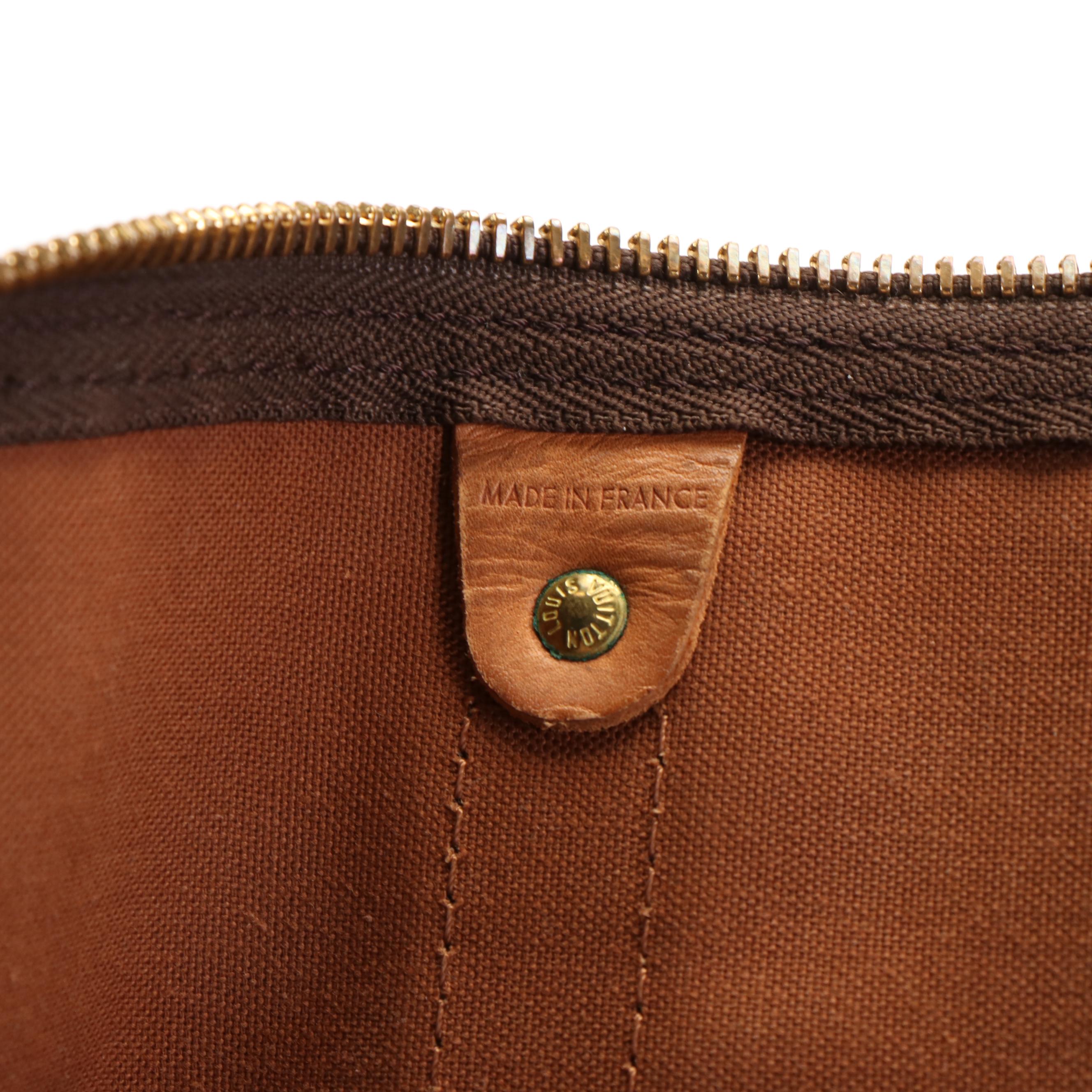 Louis Vuitton Keepall 50 Boston Bag in Brown Monogram Canvas and Leather