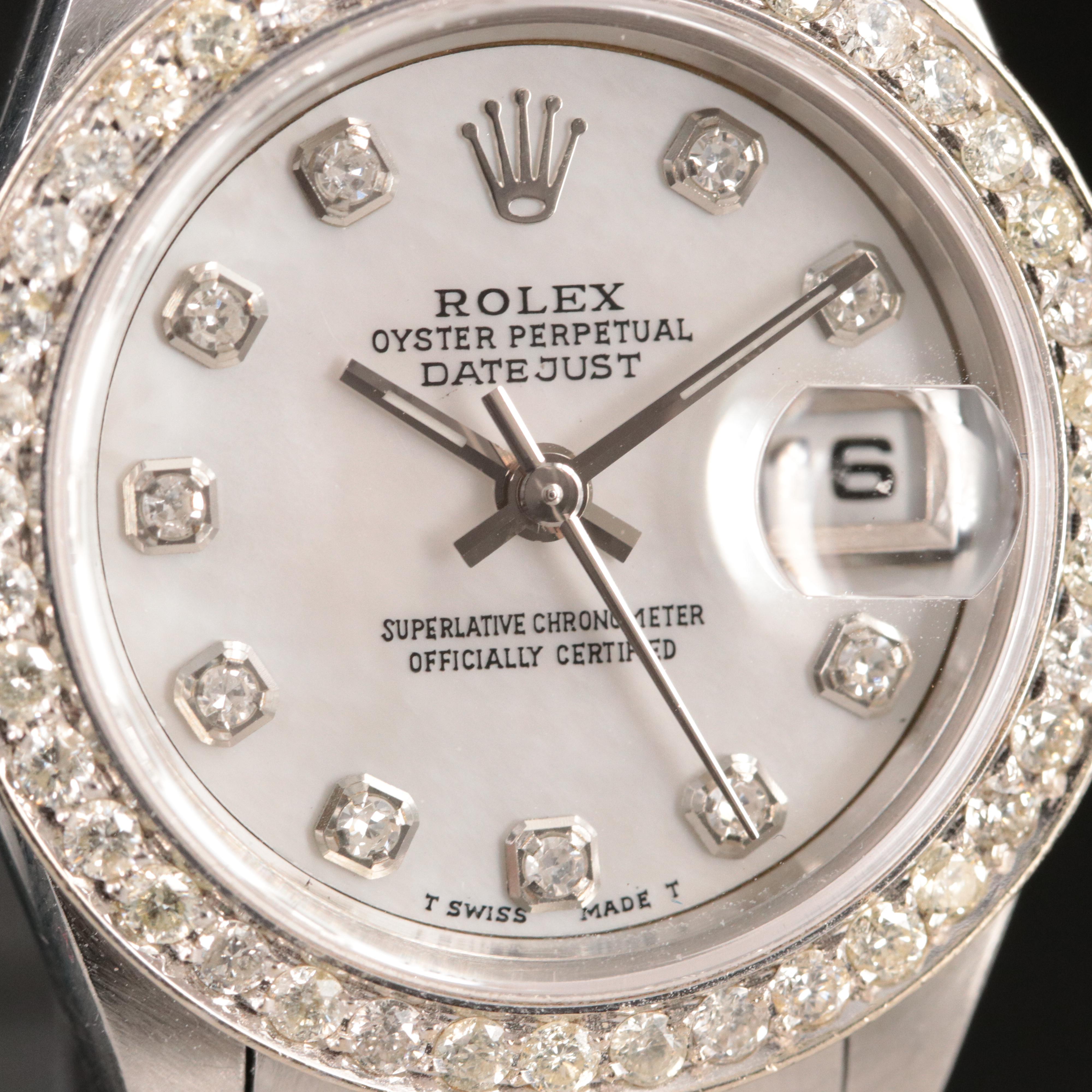 2001 Rolex Datejust 1.12 CTW Custom Diamond 36mm Steel Watch