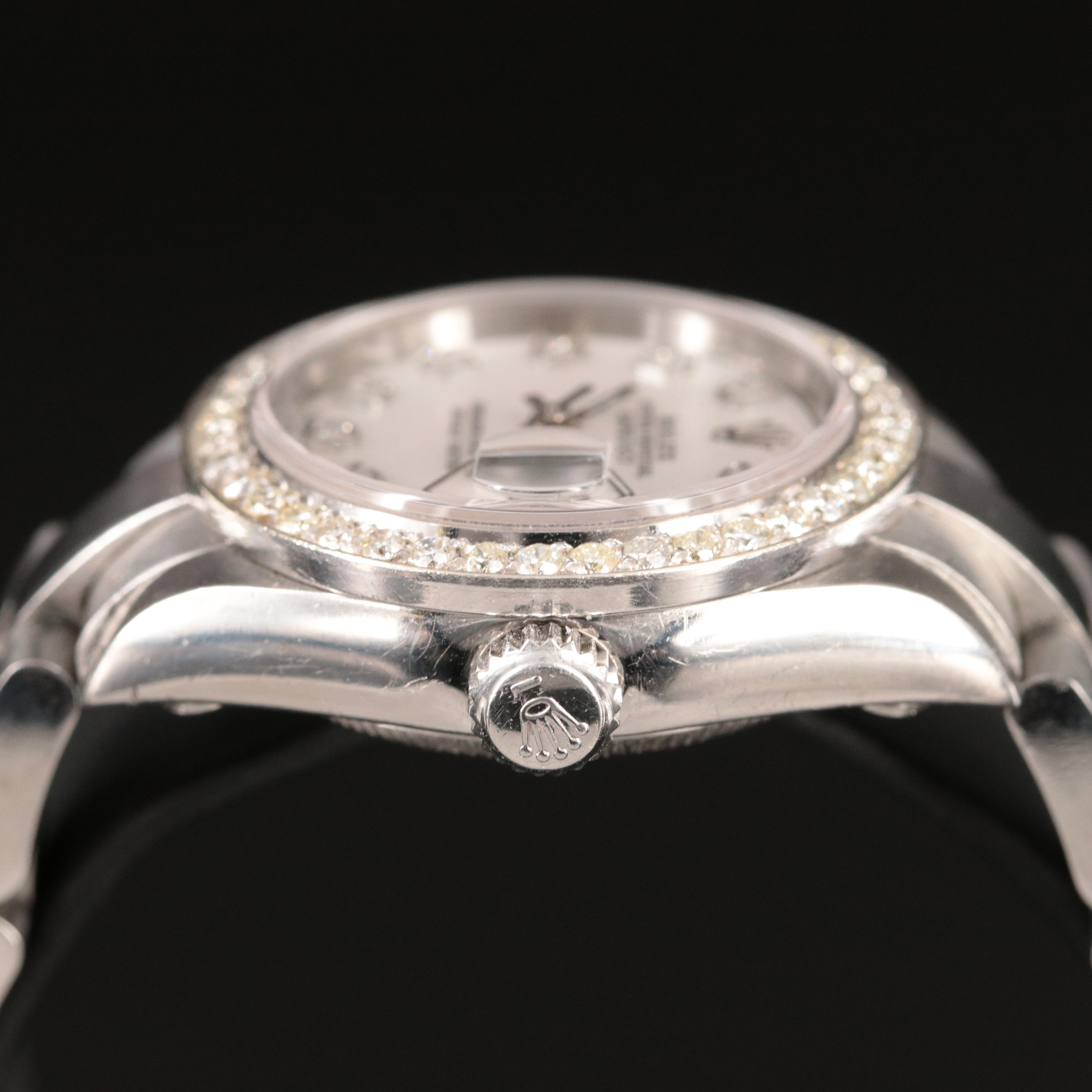 2001 Rolex Datejust 1.12 CTW Custom Diamond 36mm Steel Watch