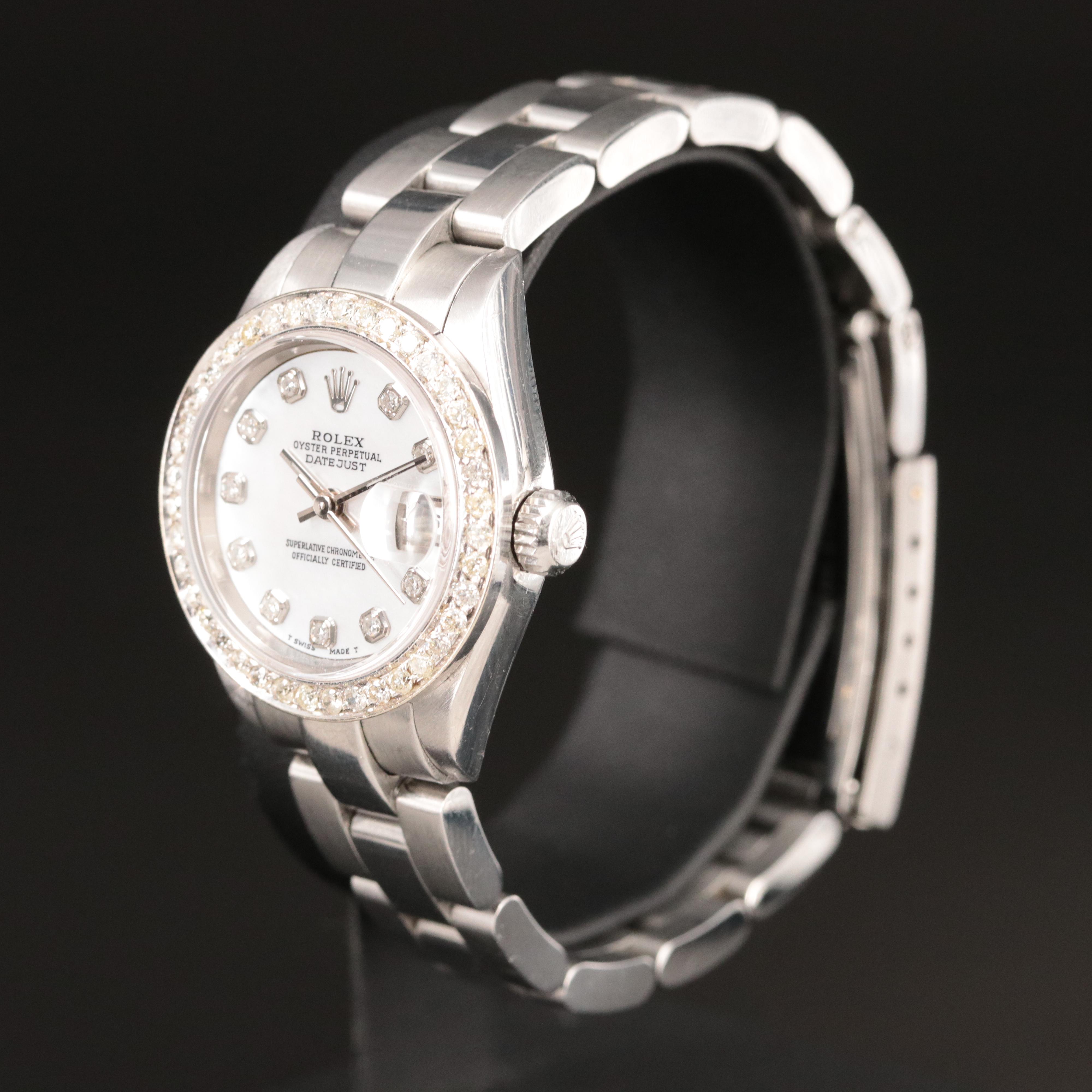 2001 Rolex Datejust 1.12 CTW Custom Diamond 36mm Steel Watch