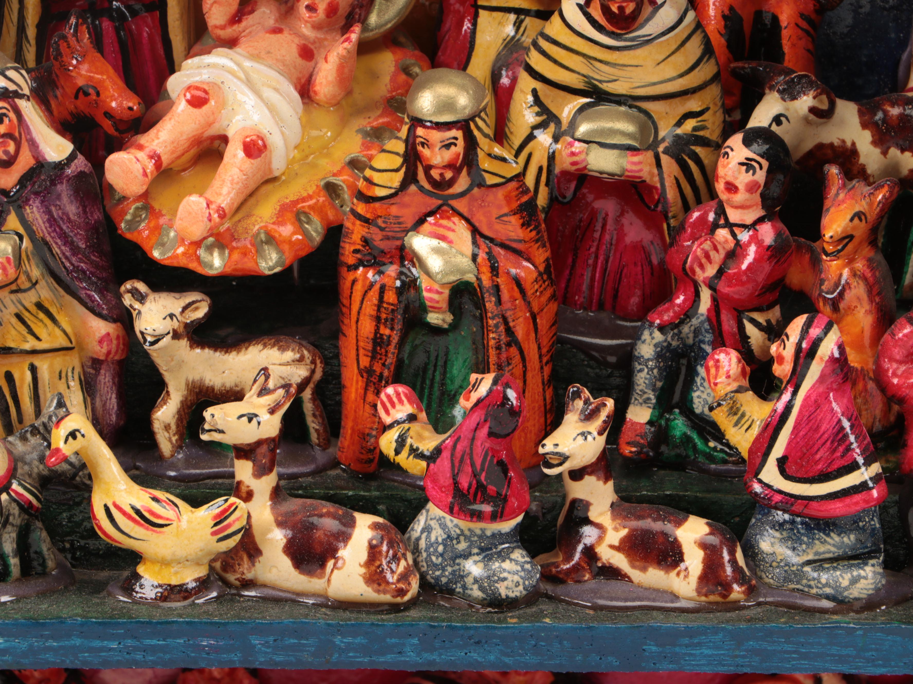 Angel Castro Large-Scale Peruvian Folk Art Nativity Nicho