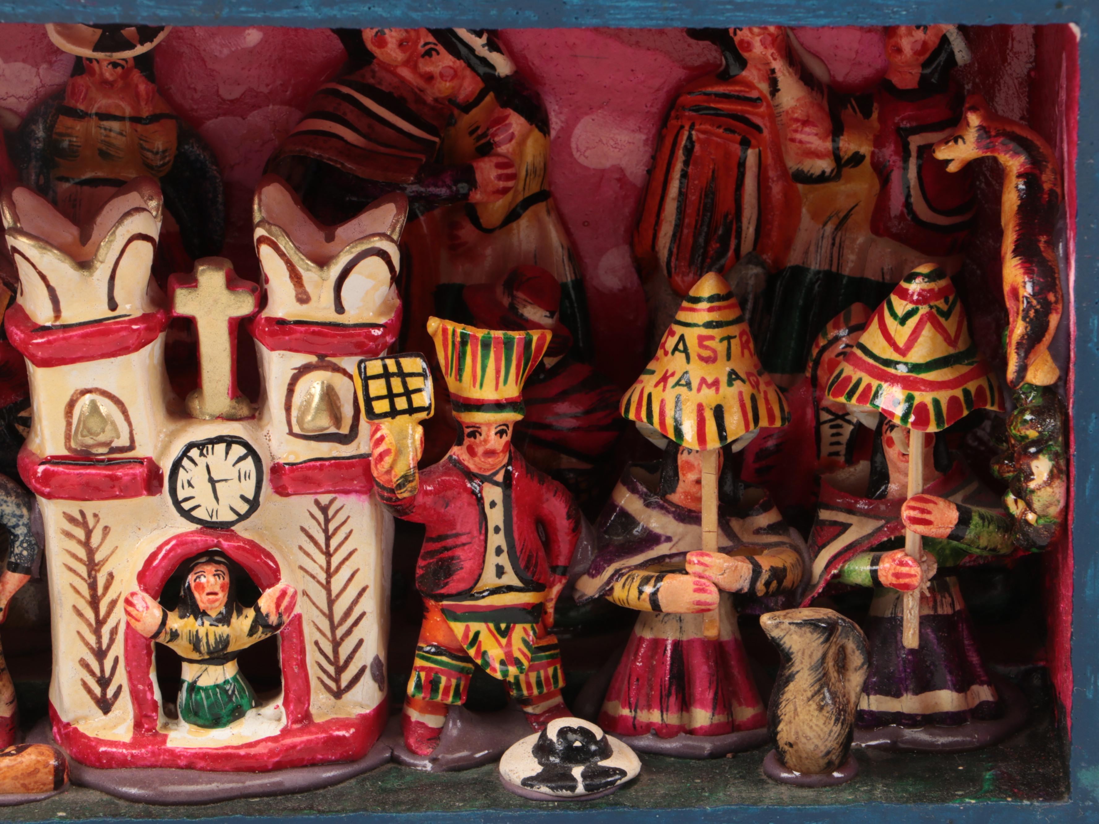 Angel Castro Large-Scale Peruvian Folk Art Nativity Nicho