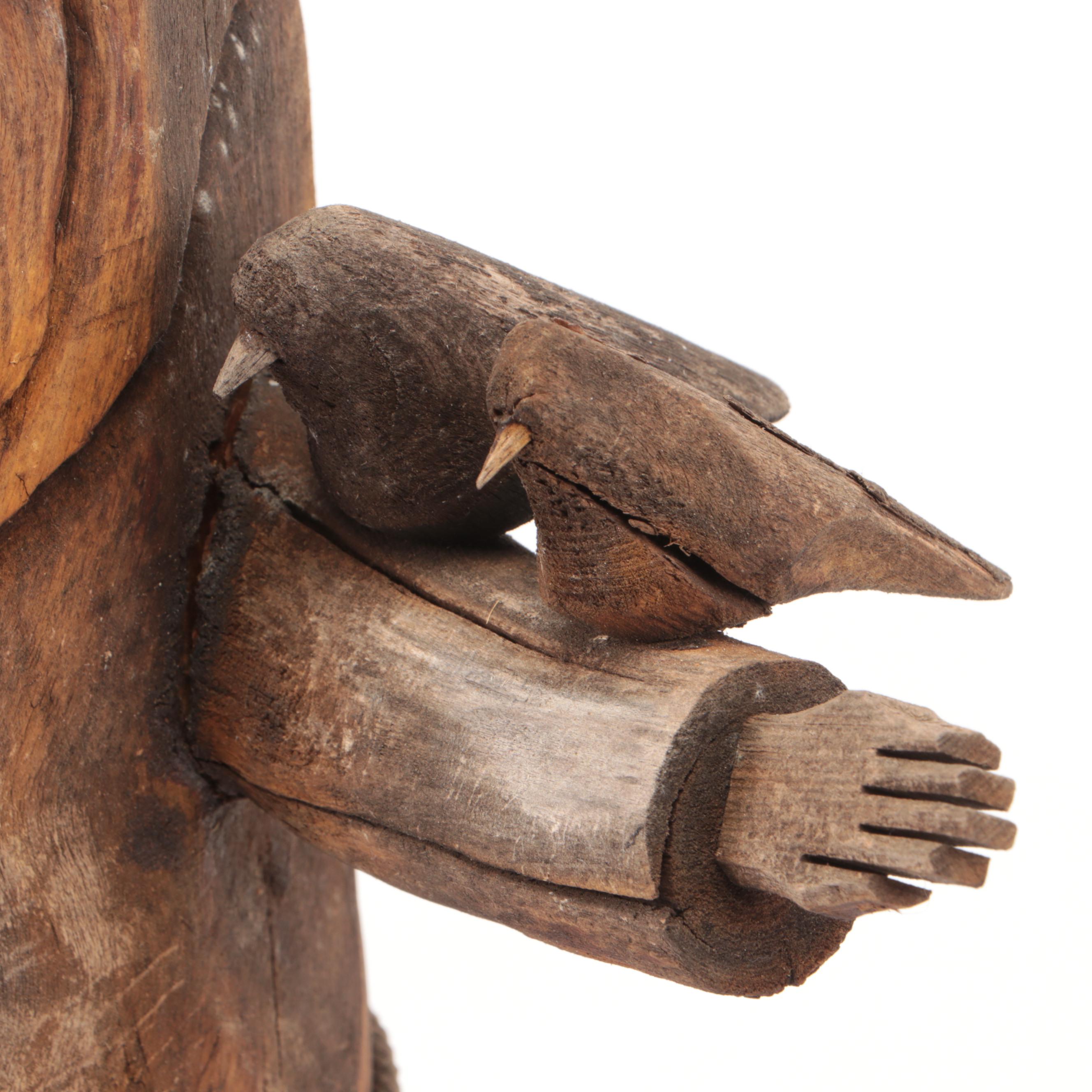 Hector Rascon Sign Folk Art St. Francis of Assisi Hand-Carved Wooden Figure