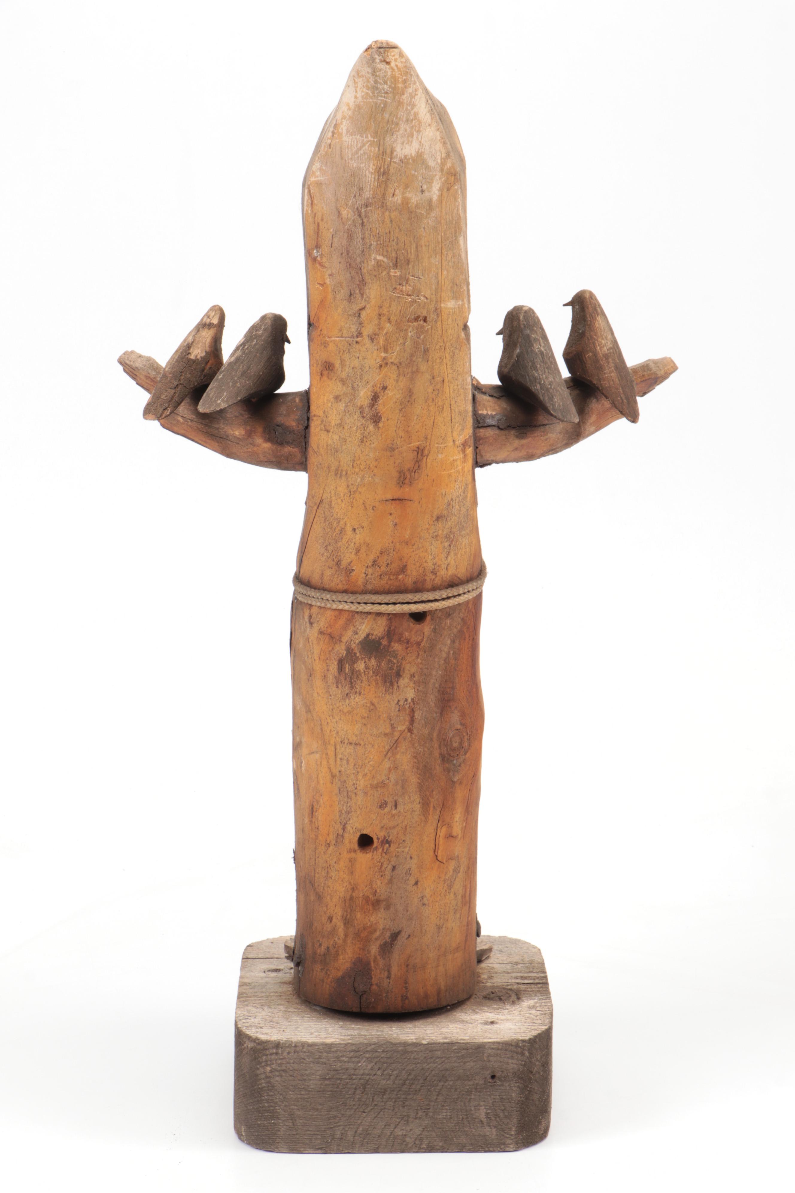 Hector Rascon Sign Folk Art St. Francis of Assisi Hand-Carved Wooden Figure