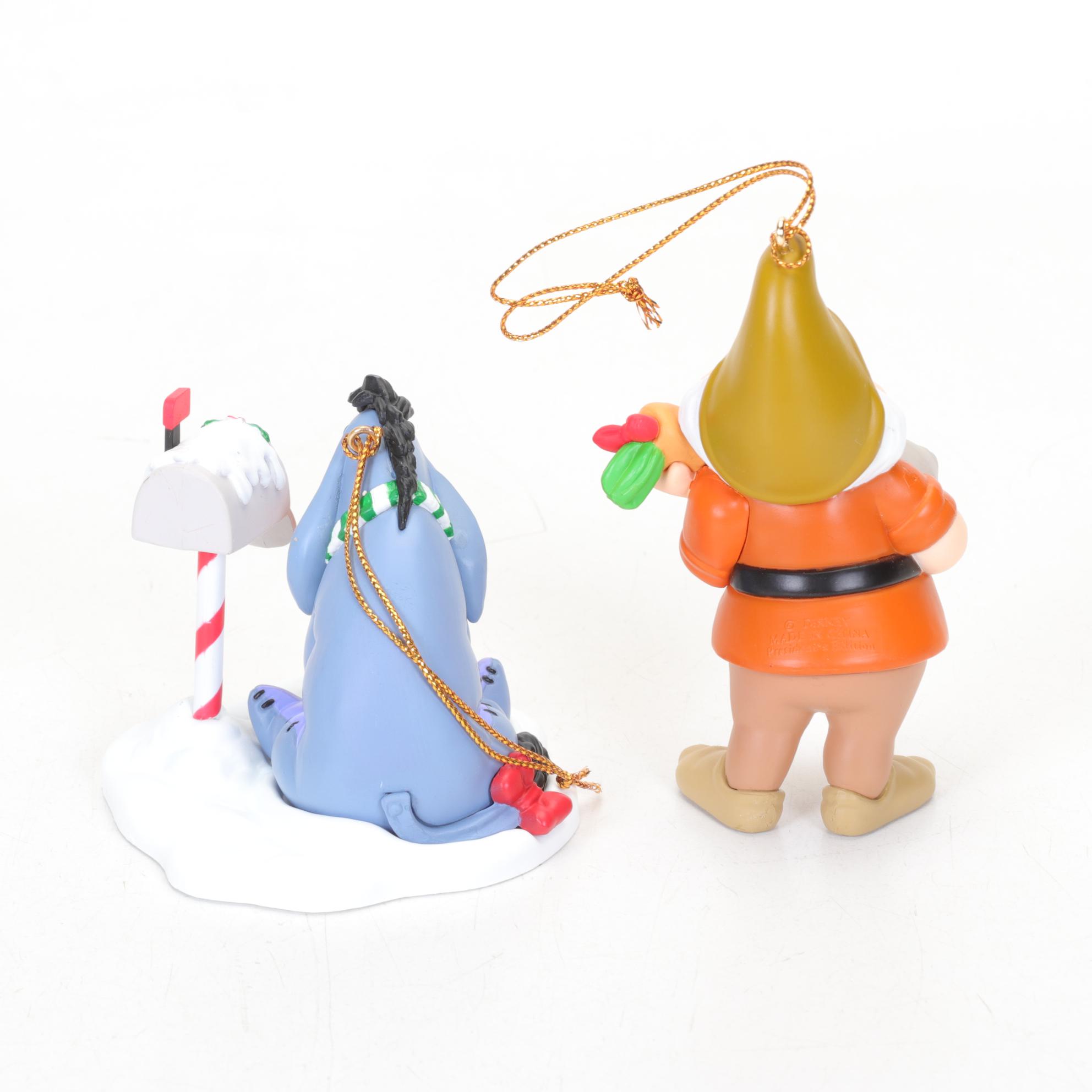 Walt Disney Ornaments and Classic VHS Tapes Including "Bambi" and "Snow White"