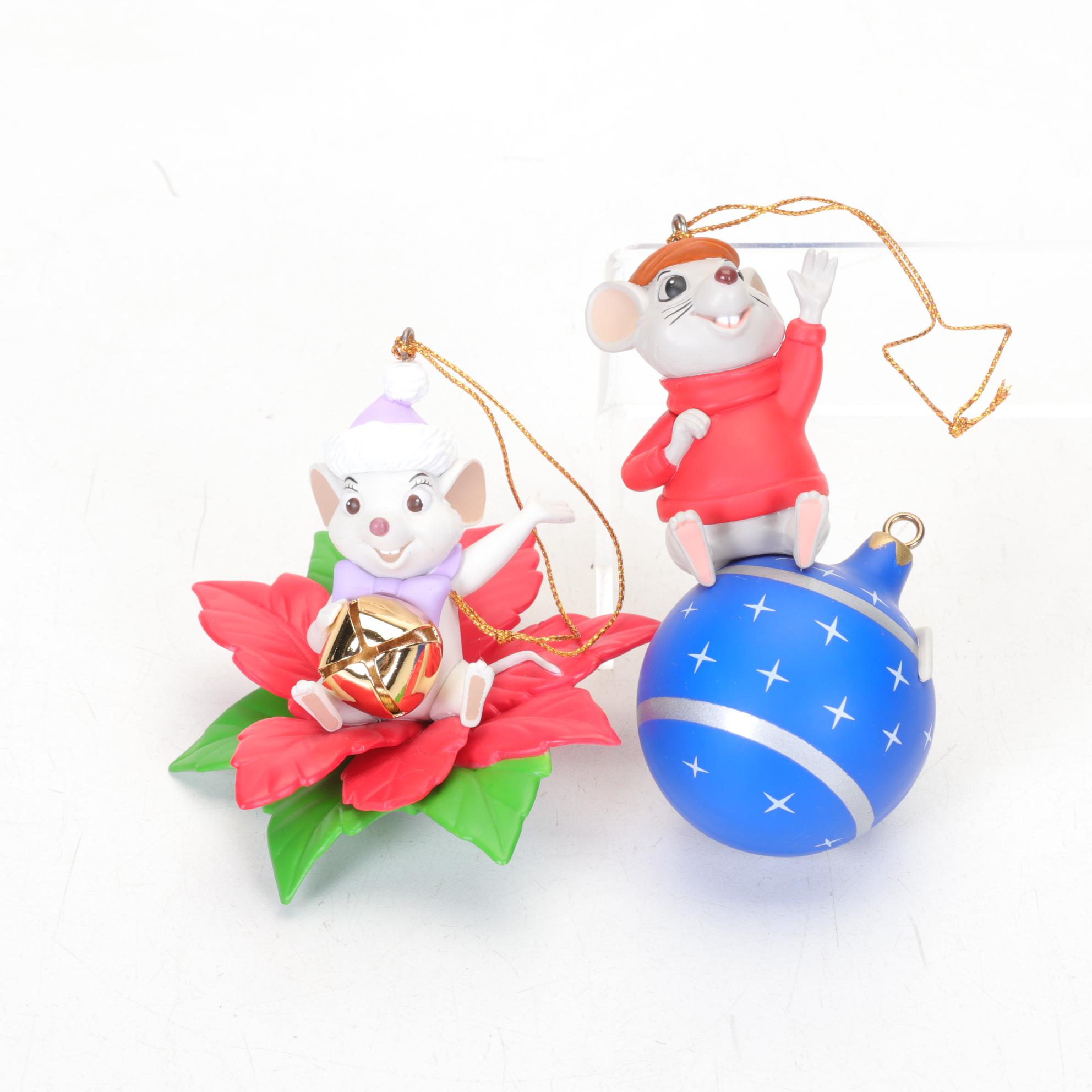 Walt Disney Ornaments and Classic VHS Tapes Including "Bambi" and "Snow White"