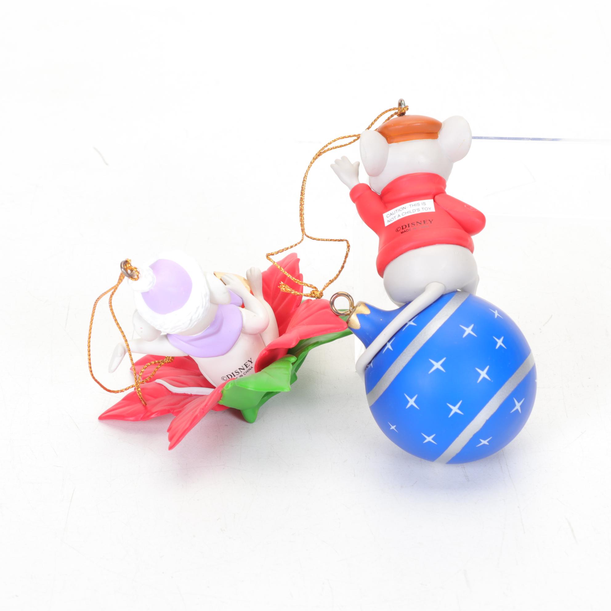 Walt Disney Ornaments and Classic VHS Tapes Including "Bambi" and "Snow White"