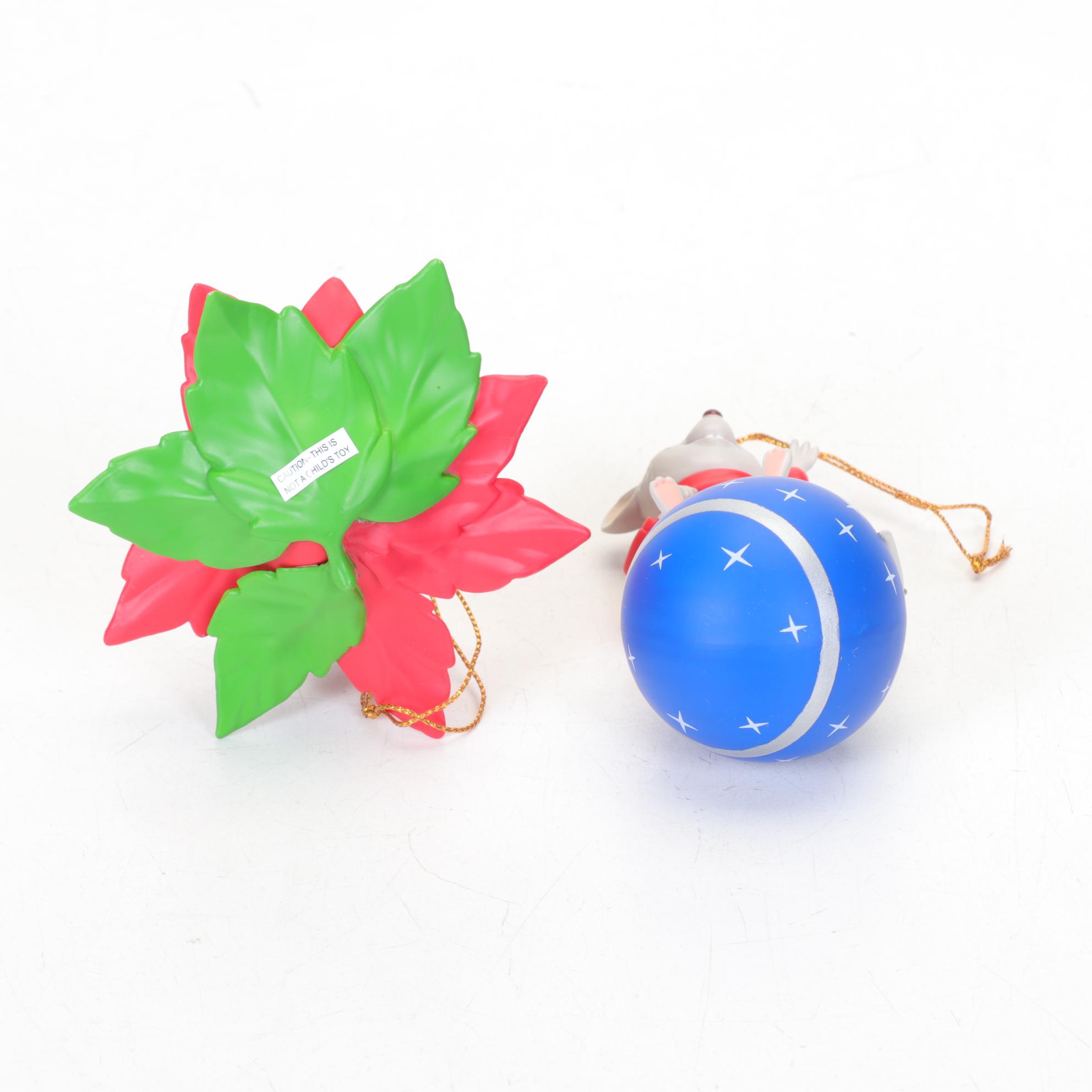 Walt Disney Ornaments and Classic VHS Tapes Including "Bambi" and "Snow White"