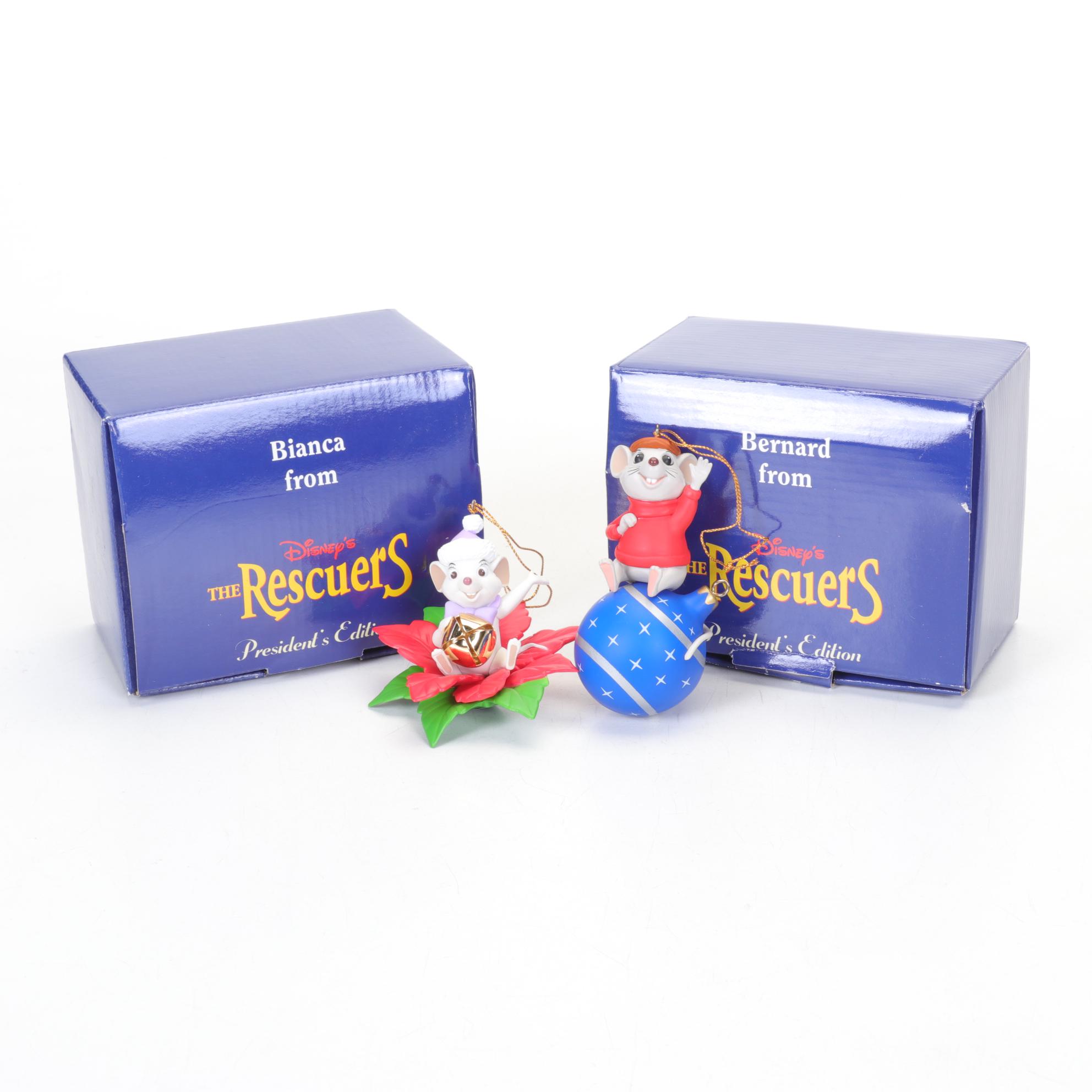 Walt Disney Ornaments and Classic VHS Tapes Including "Bambi" and "Snow White"