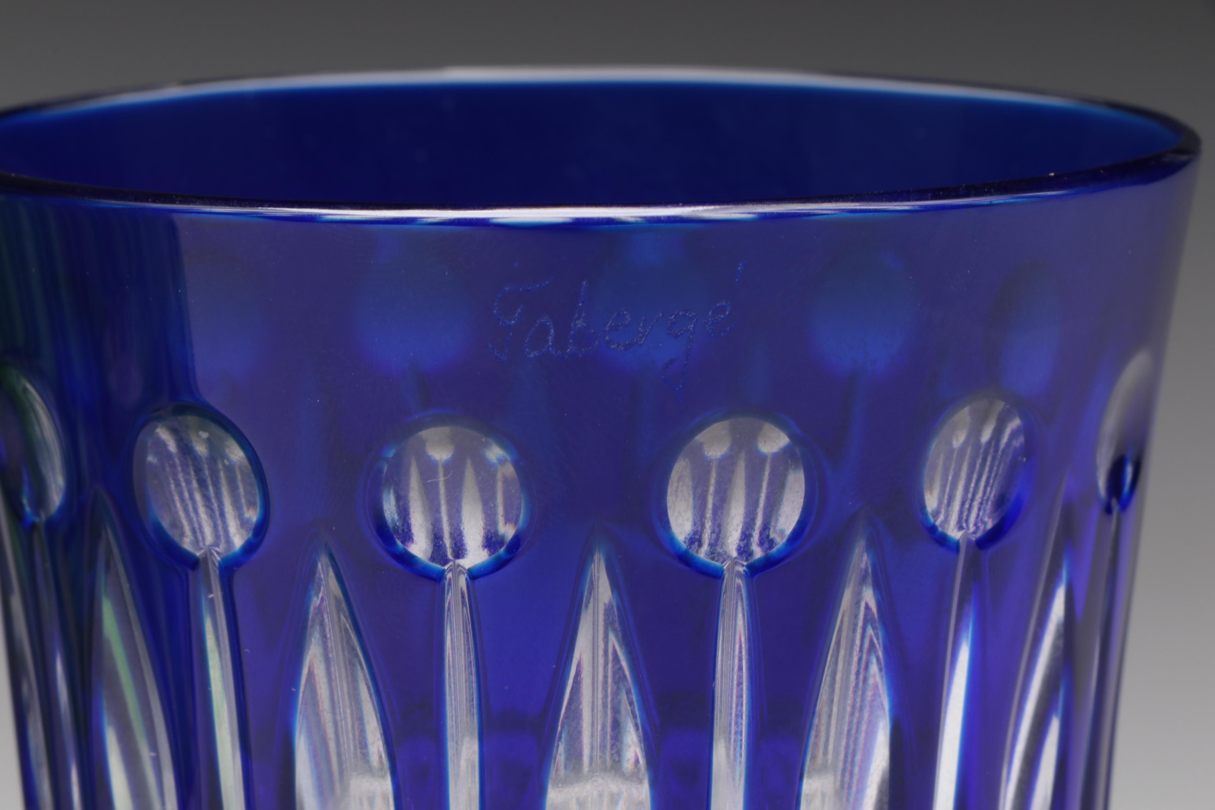 Fabergé Multicolored Cut to Clear Crystal Old Fashion Glasses