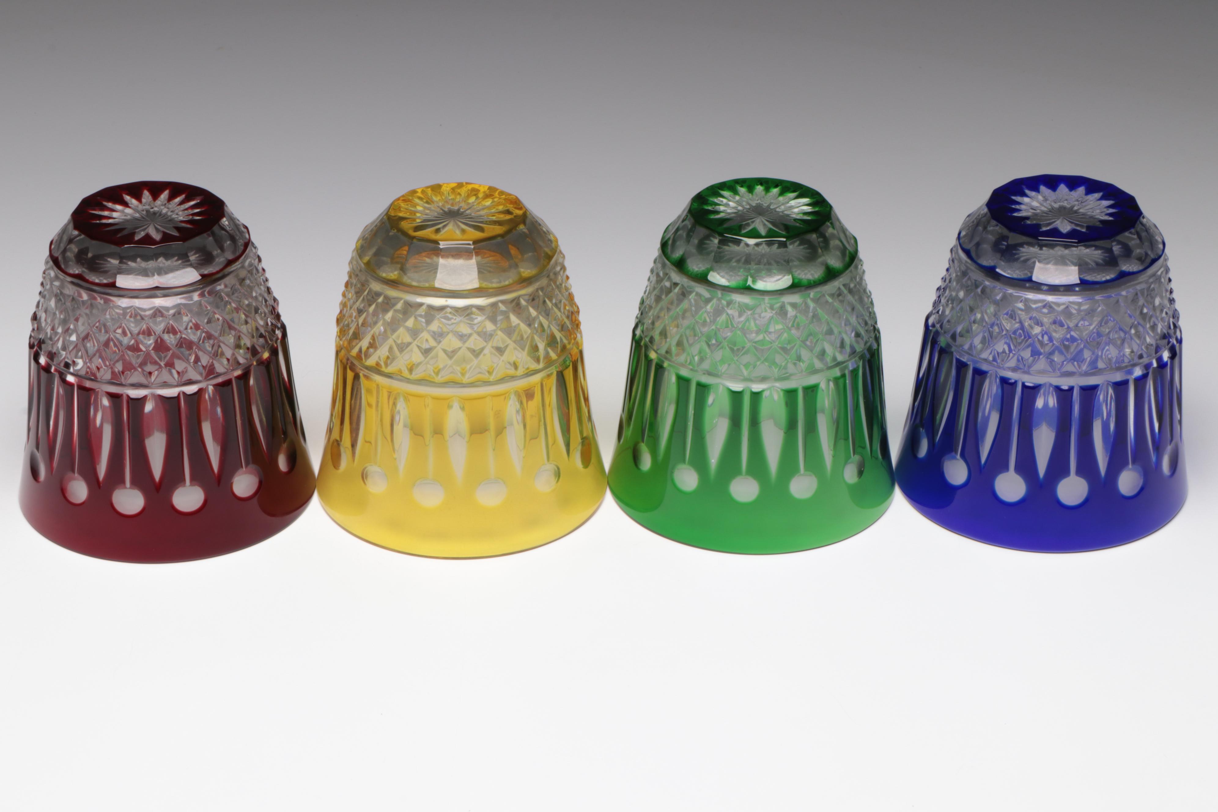 Fabergé Multicolored Cut to Clear Crystal Old Fashion Glasses