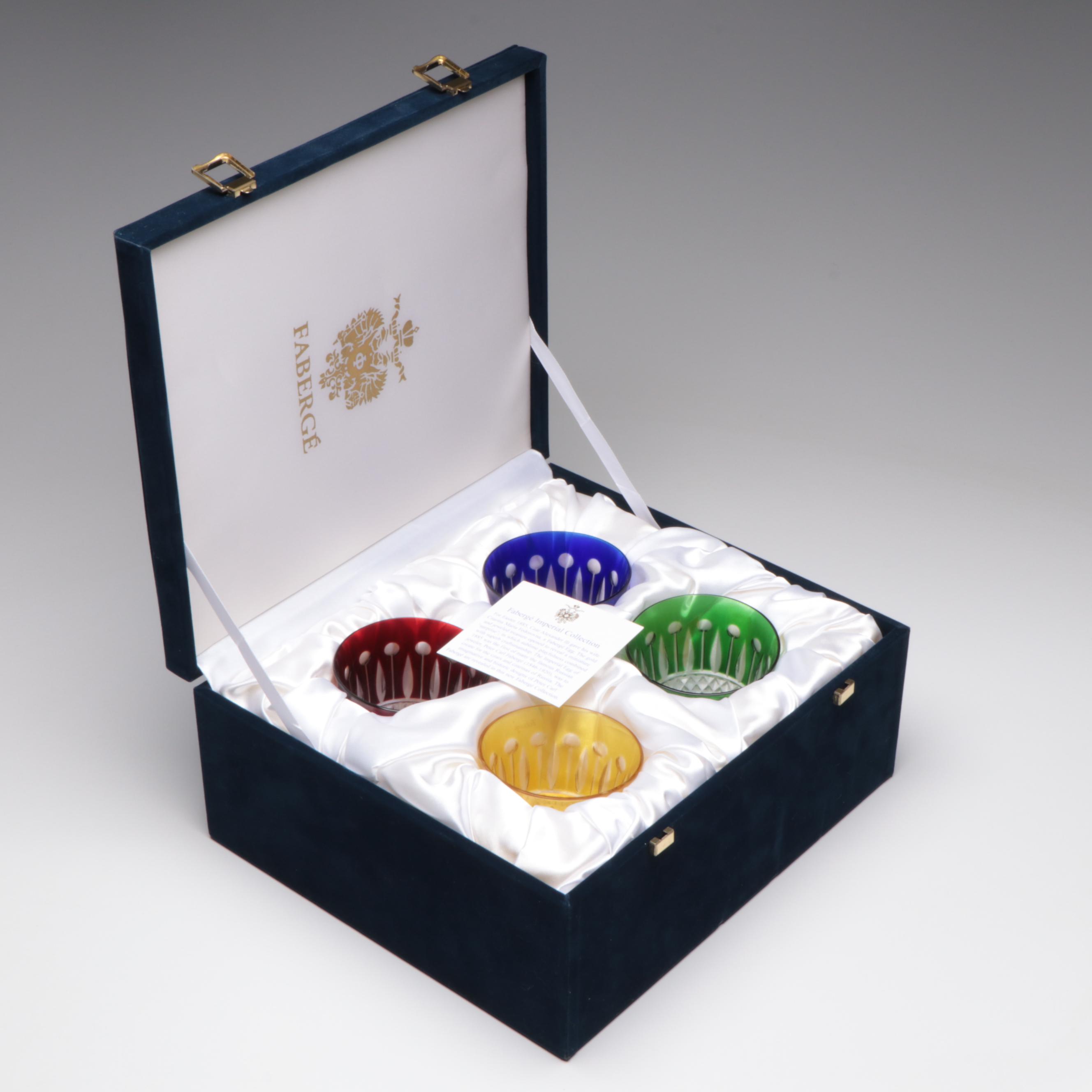 Fabergé Multicolored Cut to Clear Crystal Old Fashion Glasses
