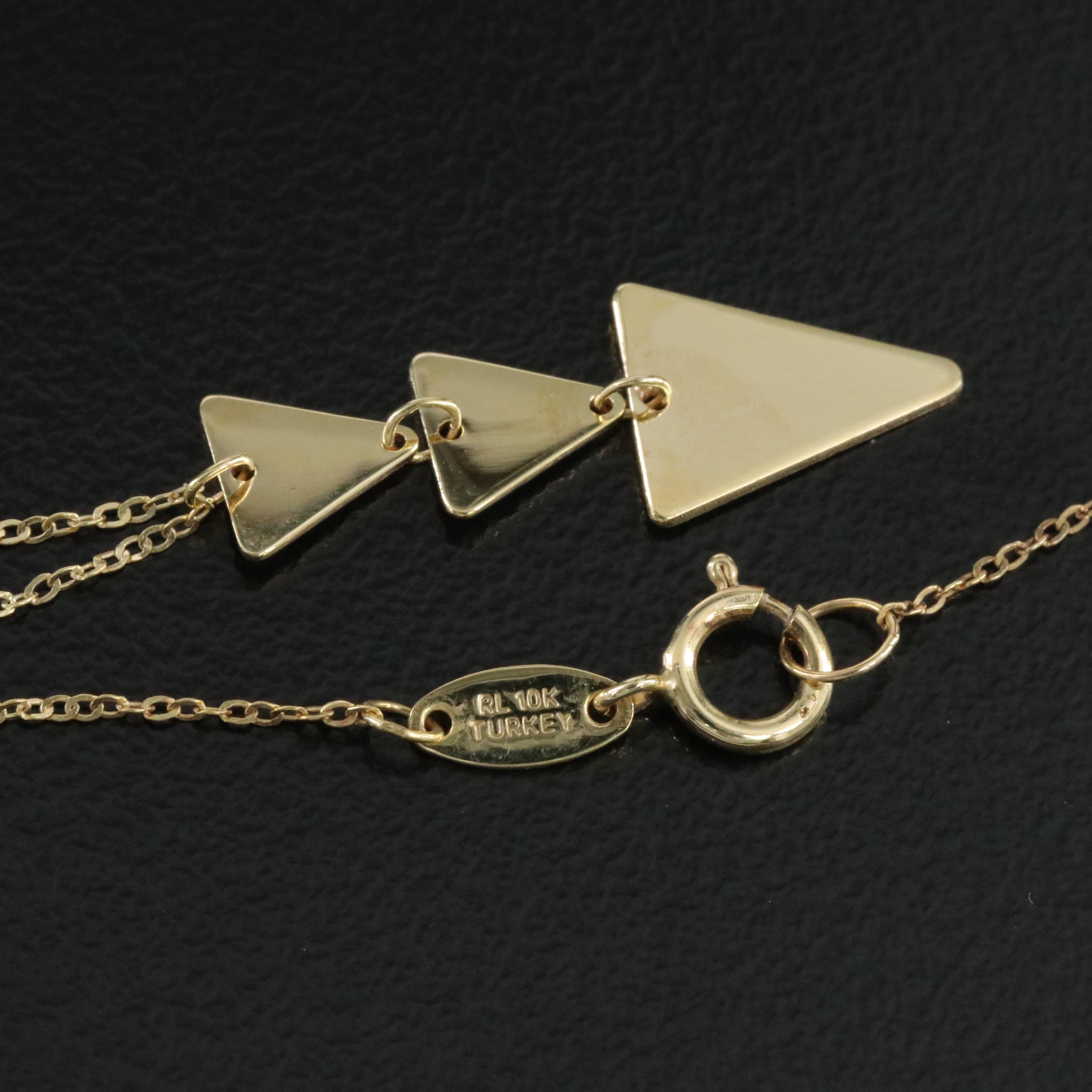10K Triangular Pendant Necklace