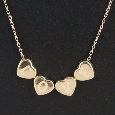 10K "LOVE" Hearts Necklace