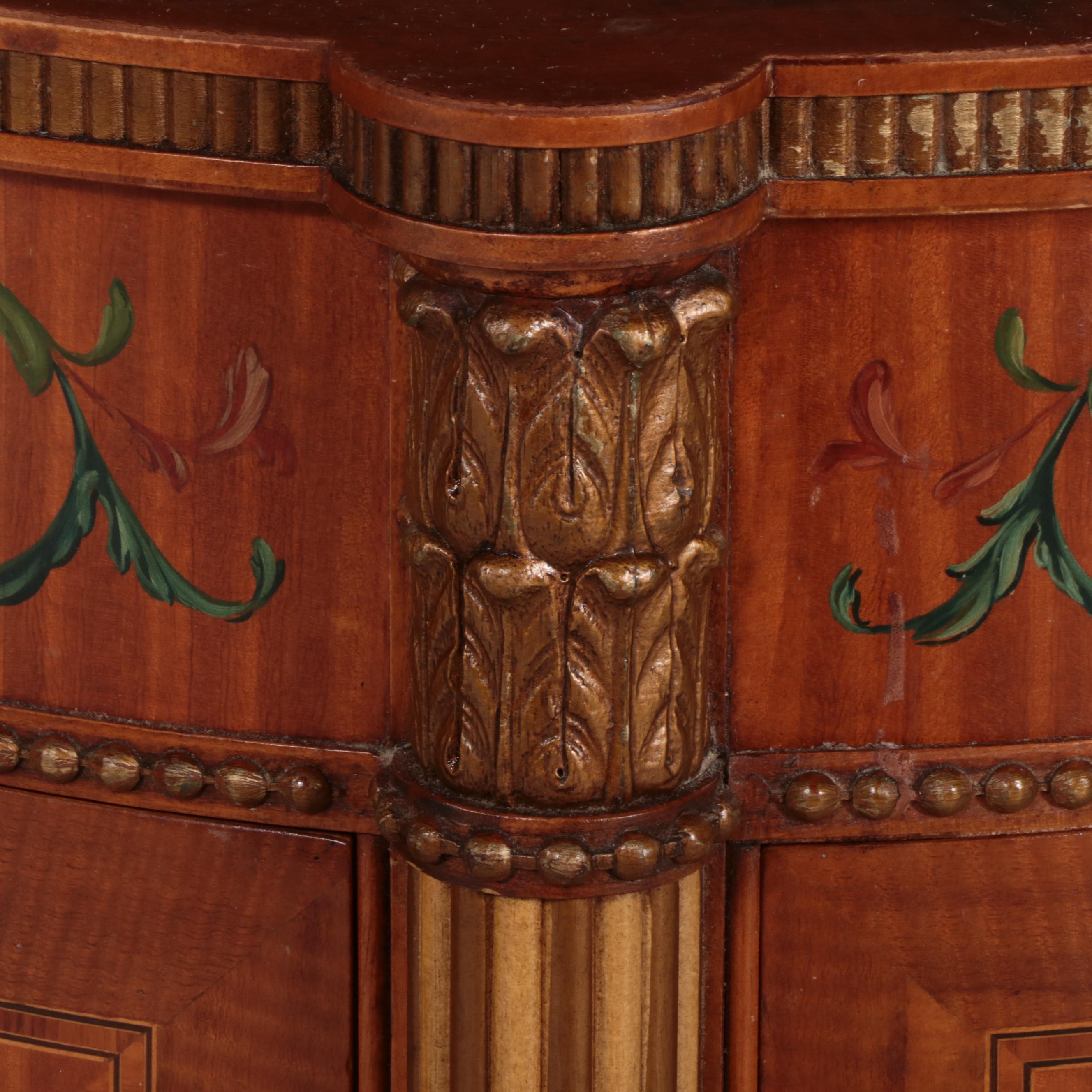 Two Robert W. Irwin Co. Adam Style Satinwood & Paint-Decorated Bedside Cabinets