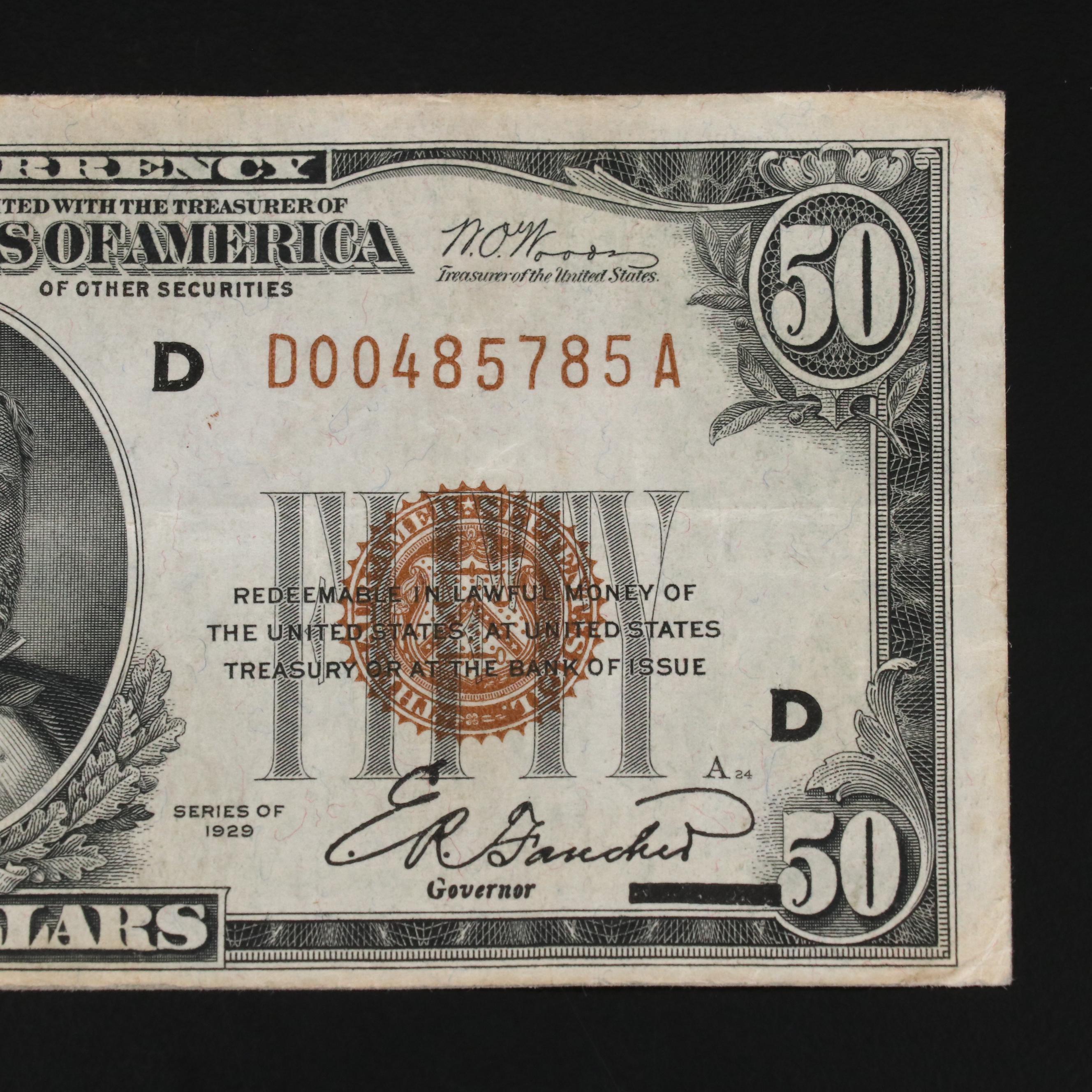 1929 Fifty Dollar National Bank note From the Cleveland Federal Reserve Bank