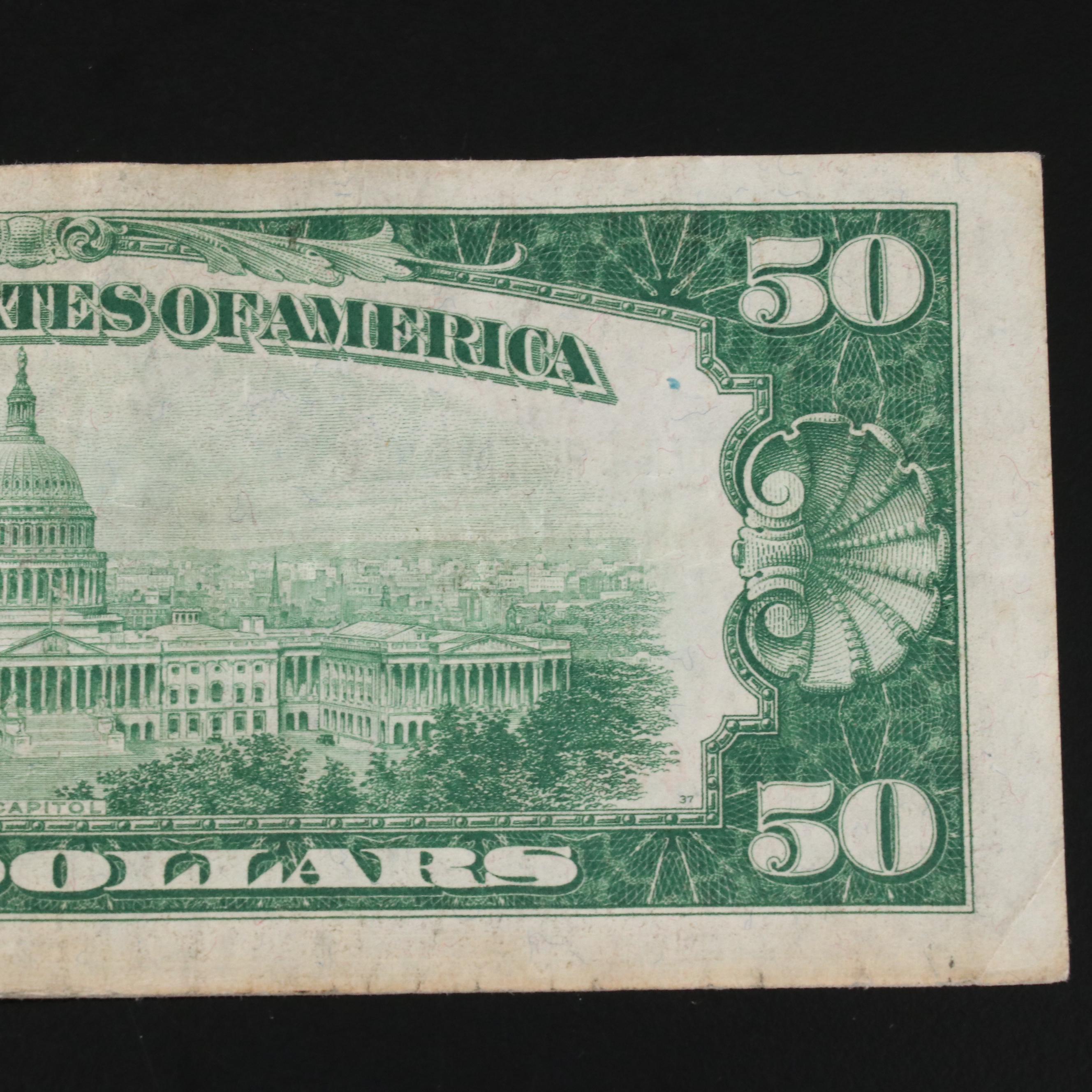 1929 Fifty Dollar National Bank note From the Cleveland Federal Reserve Bank