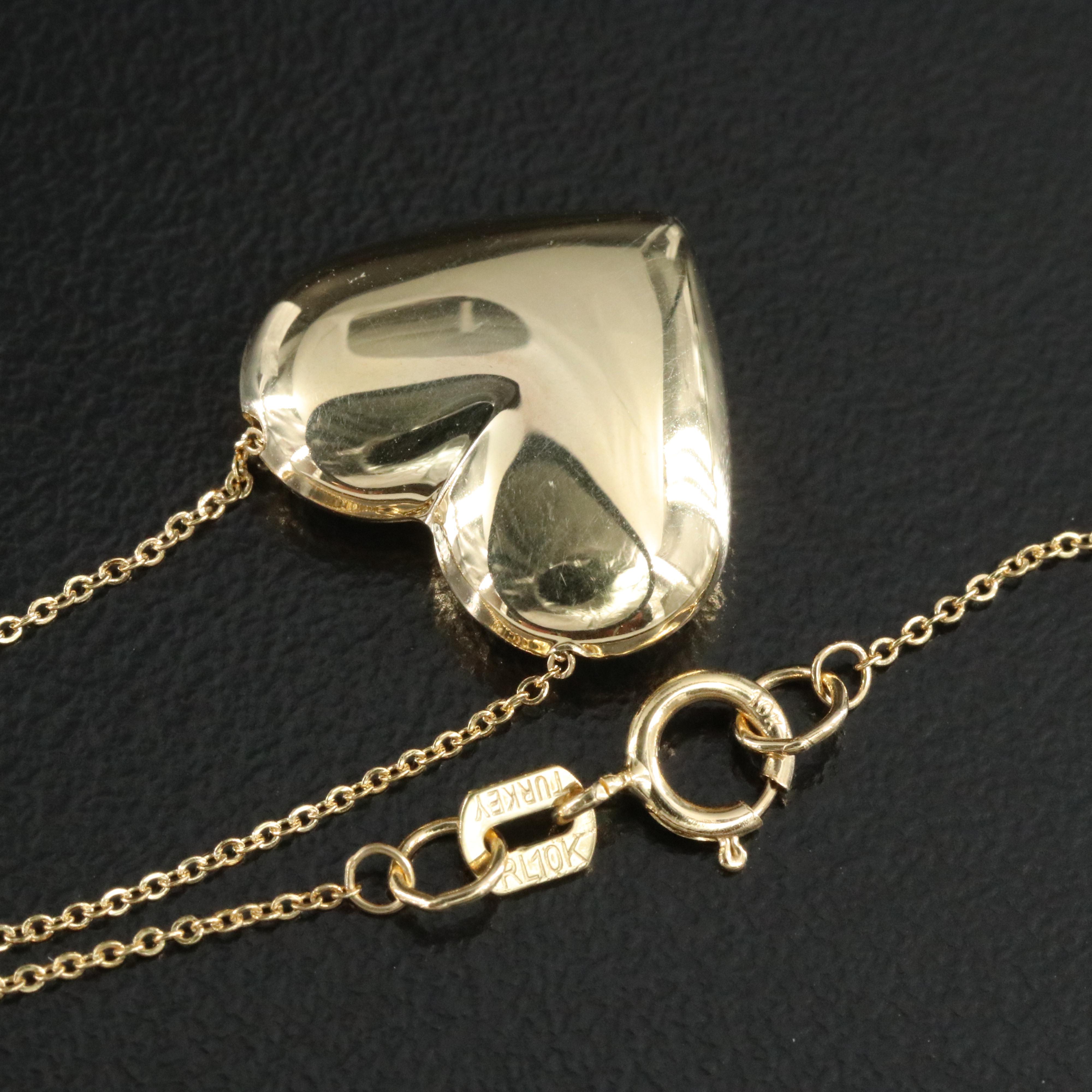 10K Puff Heart Necklace