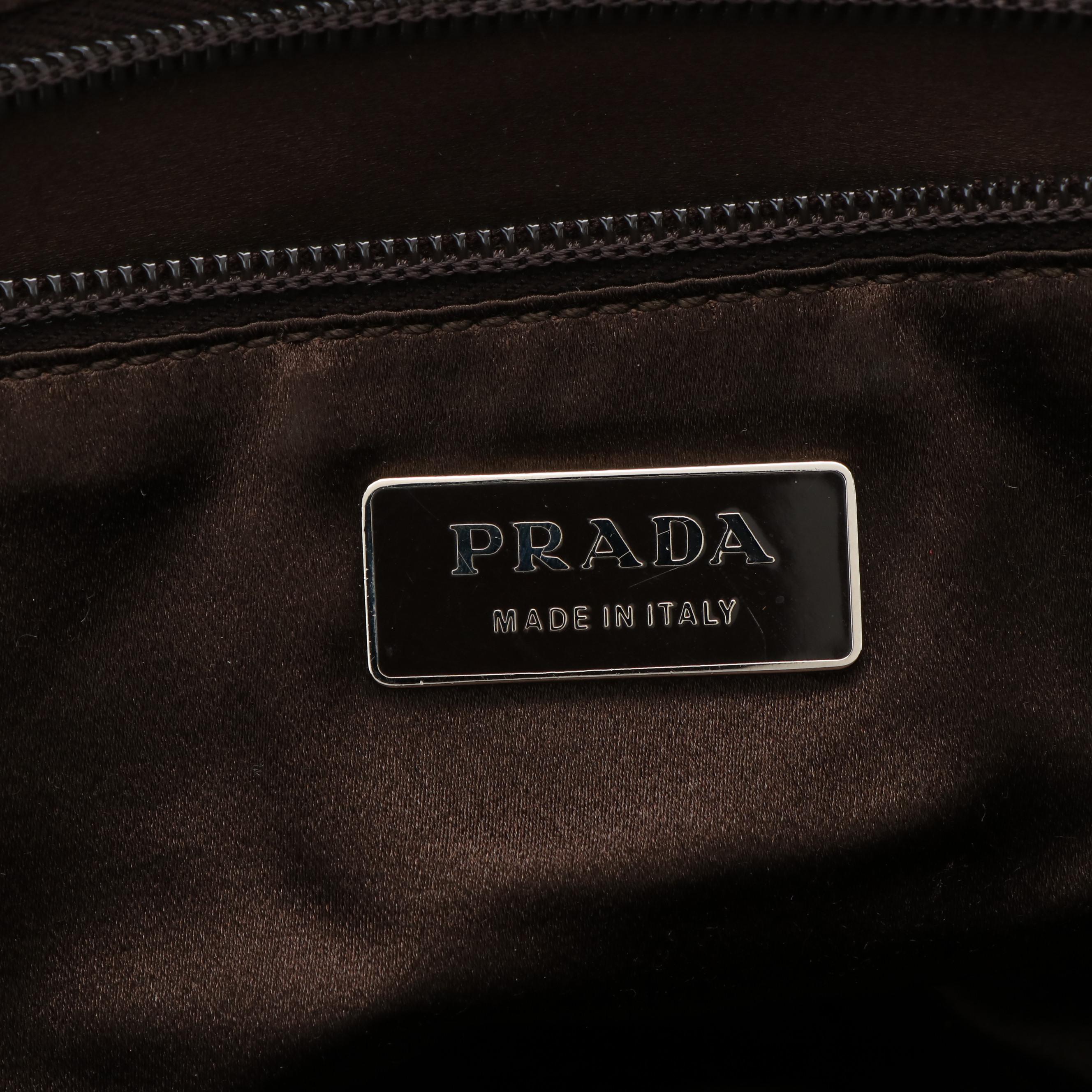 Prada Leather Trimmed Canapa Bowler Bag