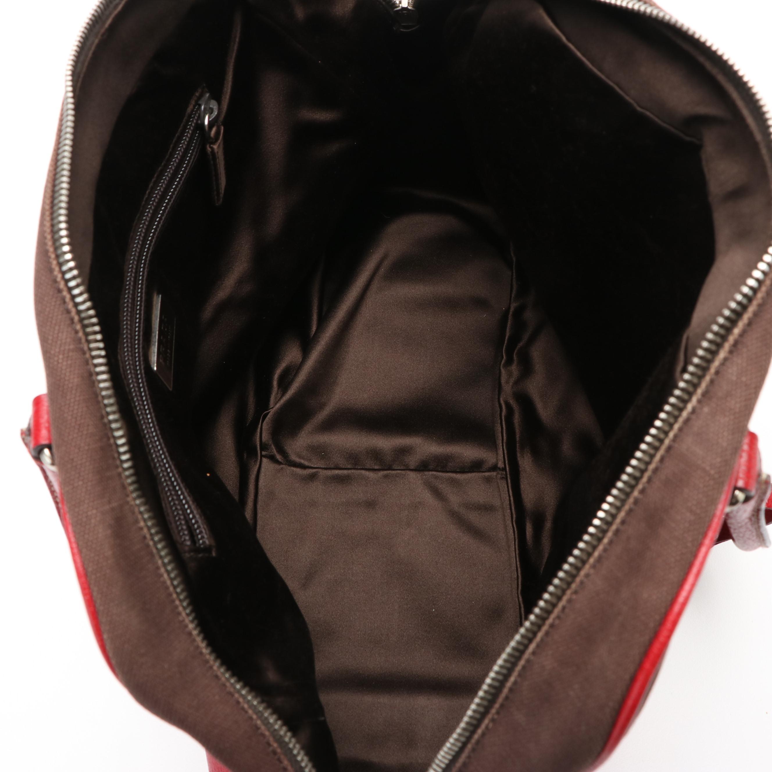 Prada Leather Trimmed Canapa Bowler Bag