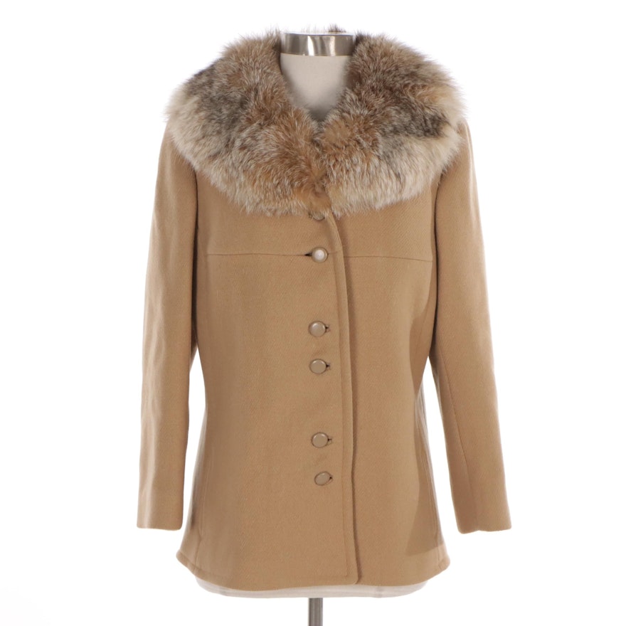 Carlson Wool Car Coat with Coyote Fur Collar, circa 1970