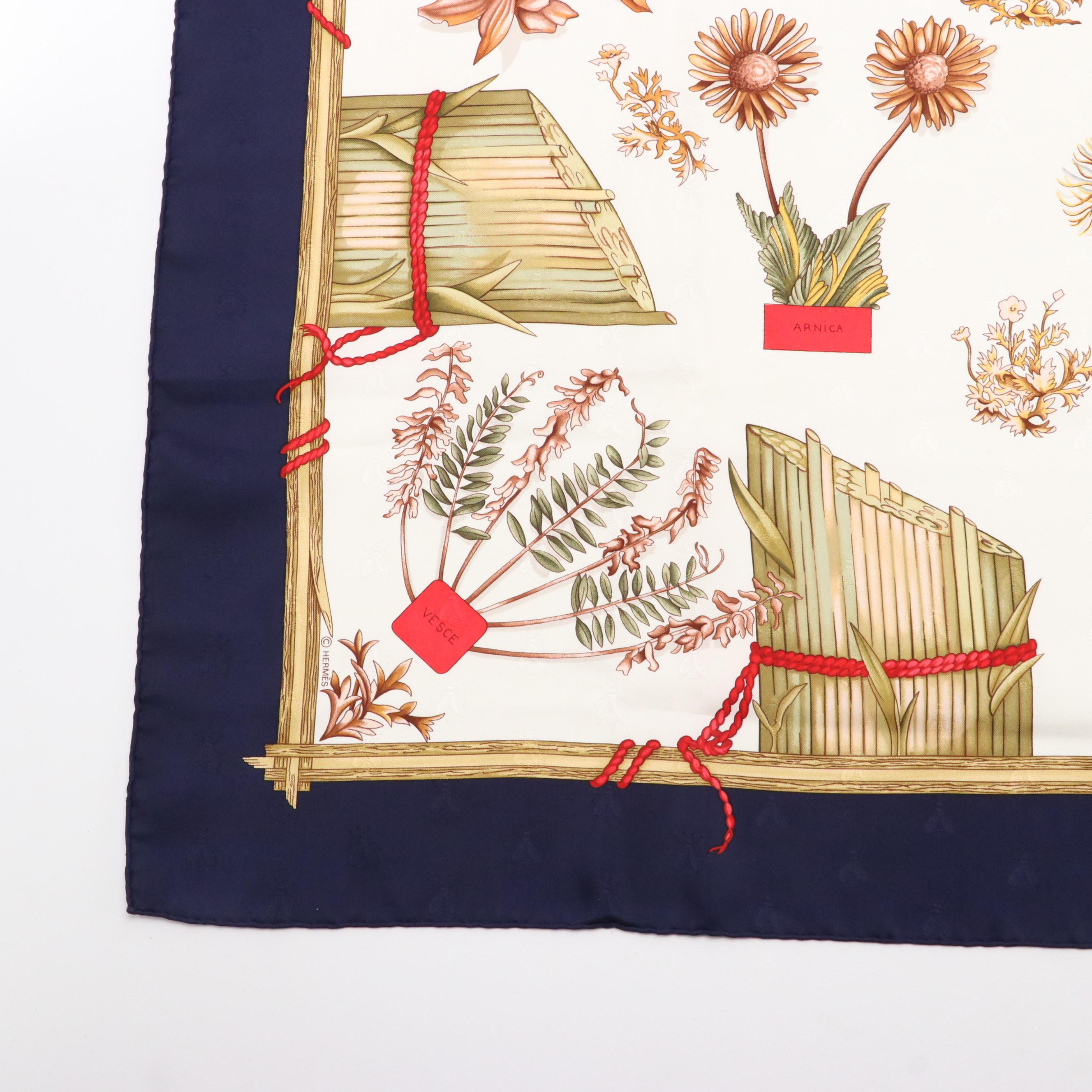 Hermès "Herbier de Gavarnie" Silk Jacquard Scarf 90