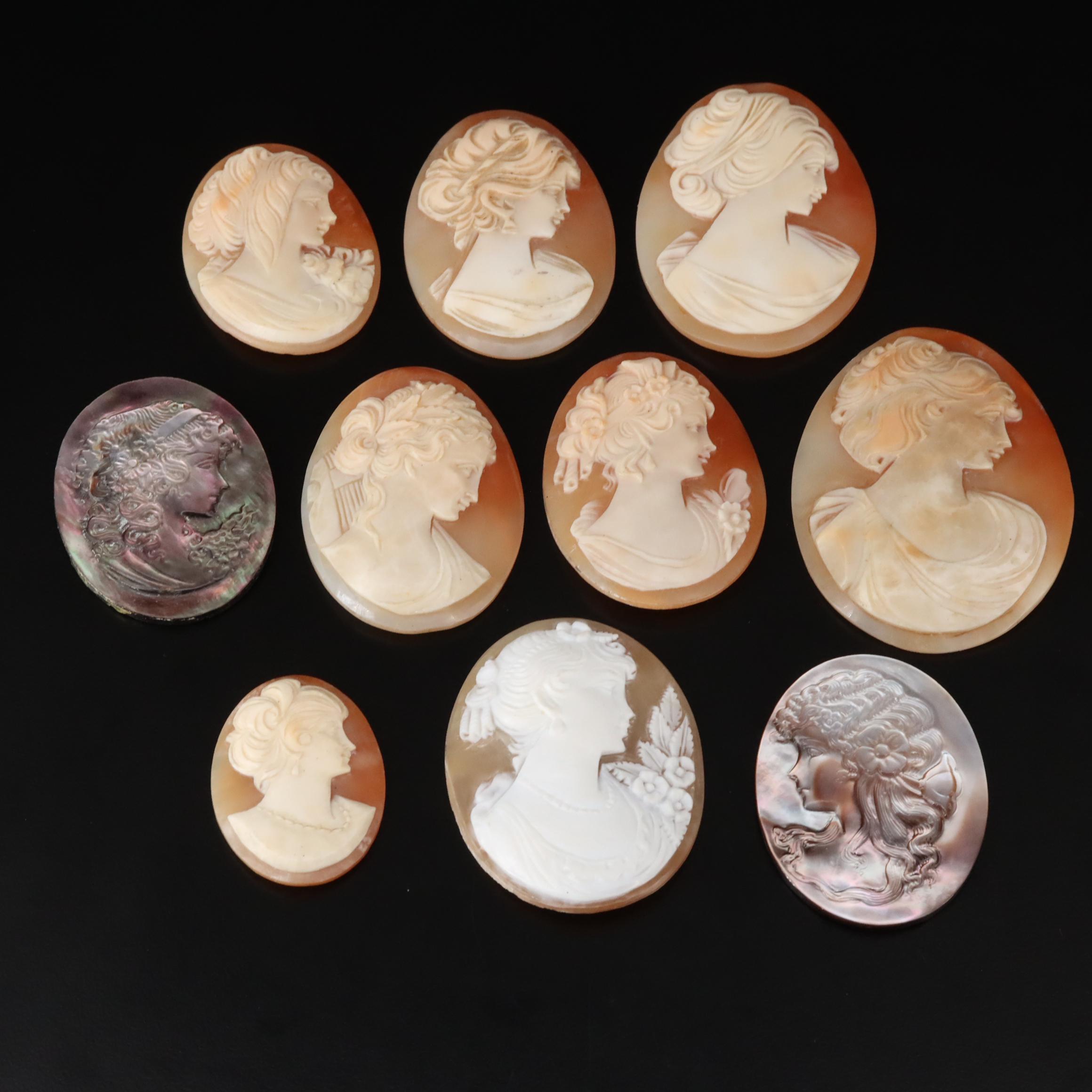 Loose Mother-of-Pearl and Shell Carved Cameos