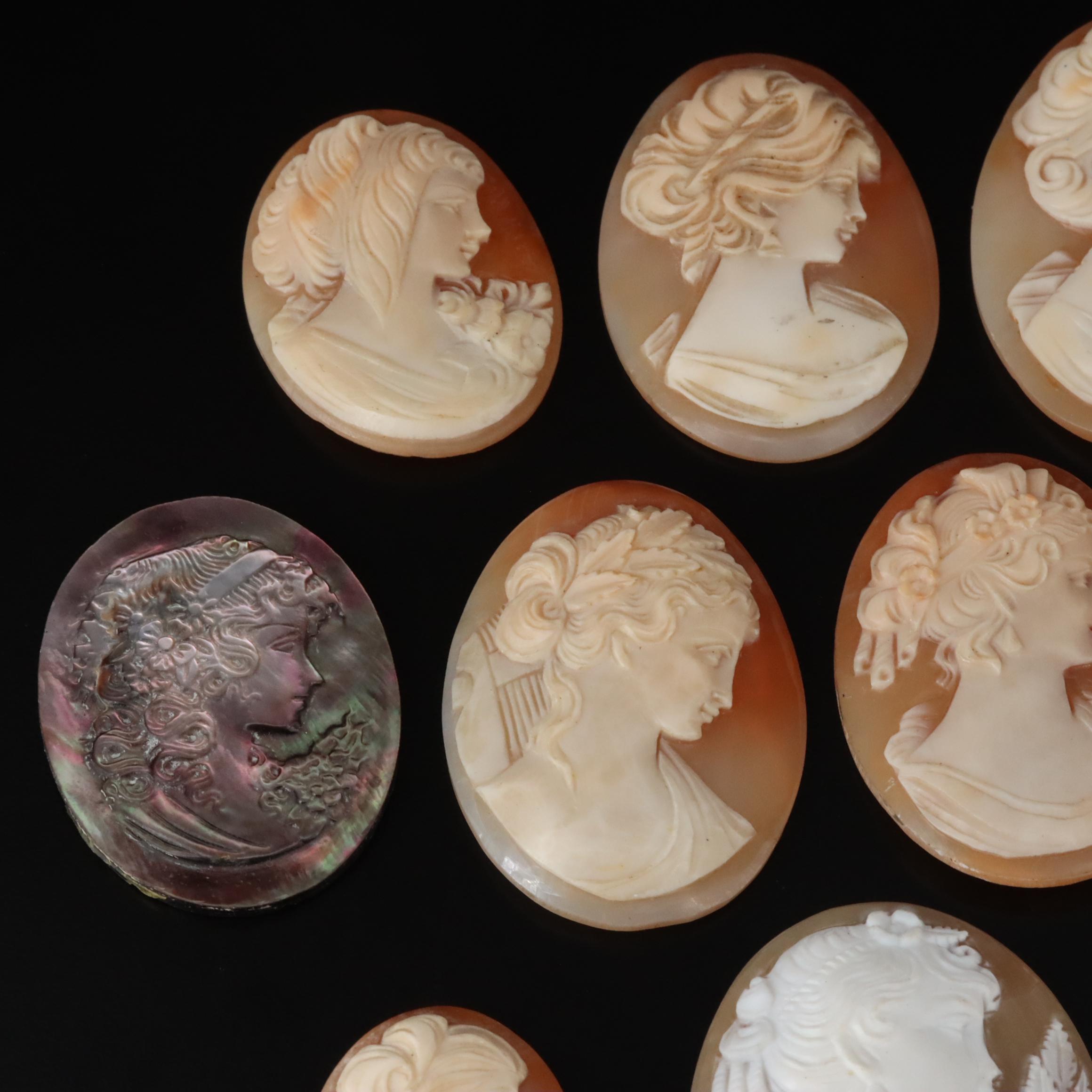 Loose Mother-of-Pearl and Shell Carved Cameos