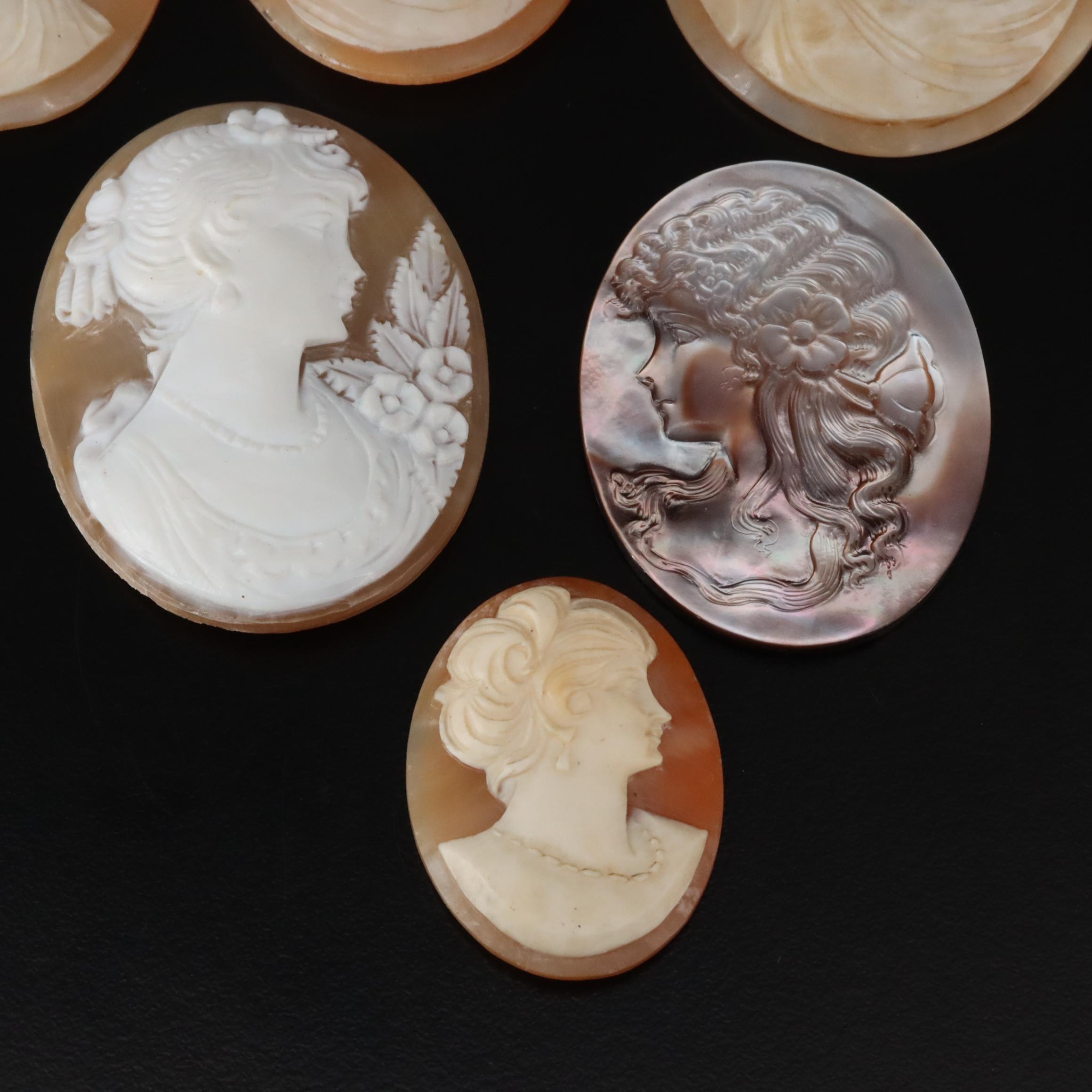 Loose Mother-of-Pearl and Shell Carved Cameos