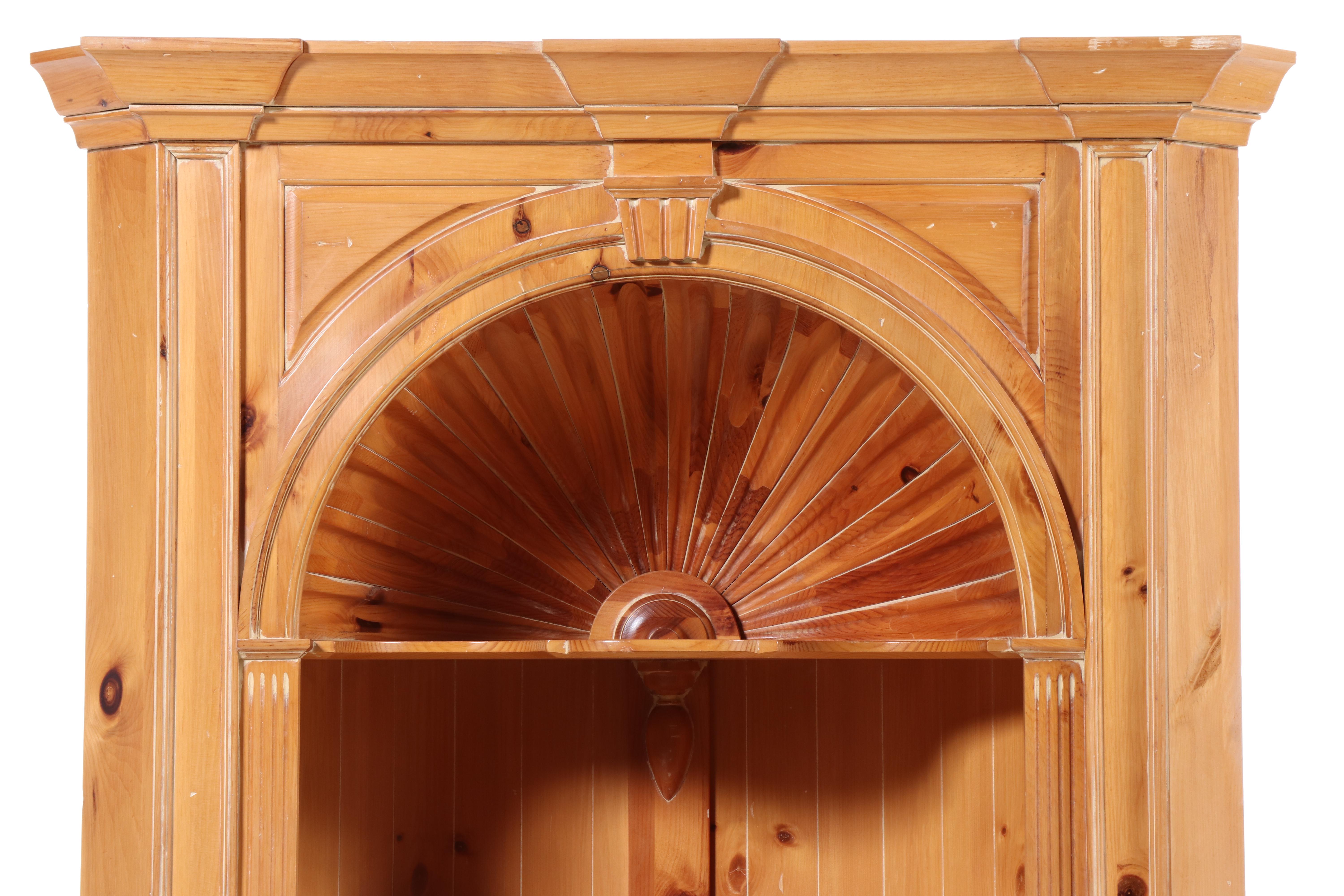 Harden Federal Style Pine Corner Cabinet, Late 20th Century