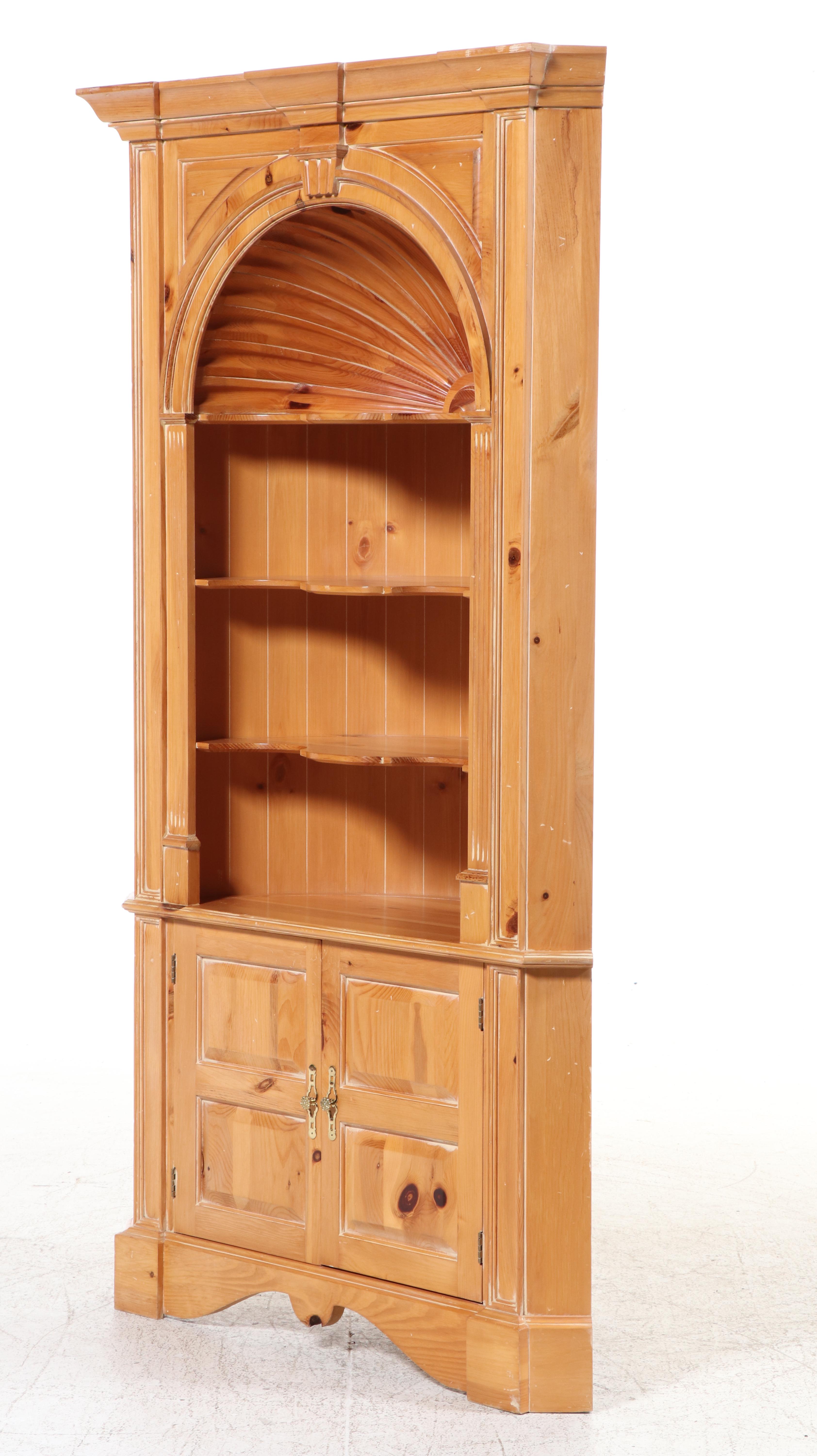Harden Federal Style Pine Corner Cabinet, Late 20th Century