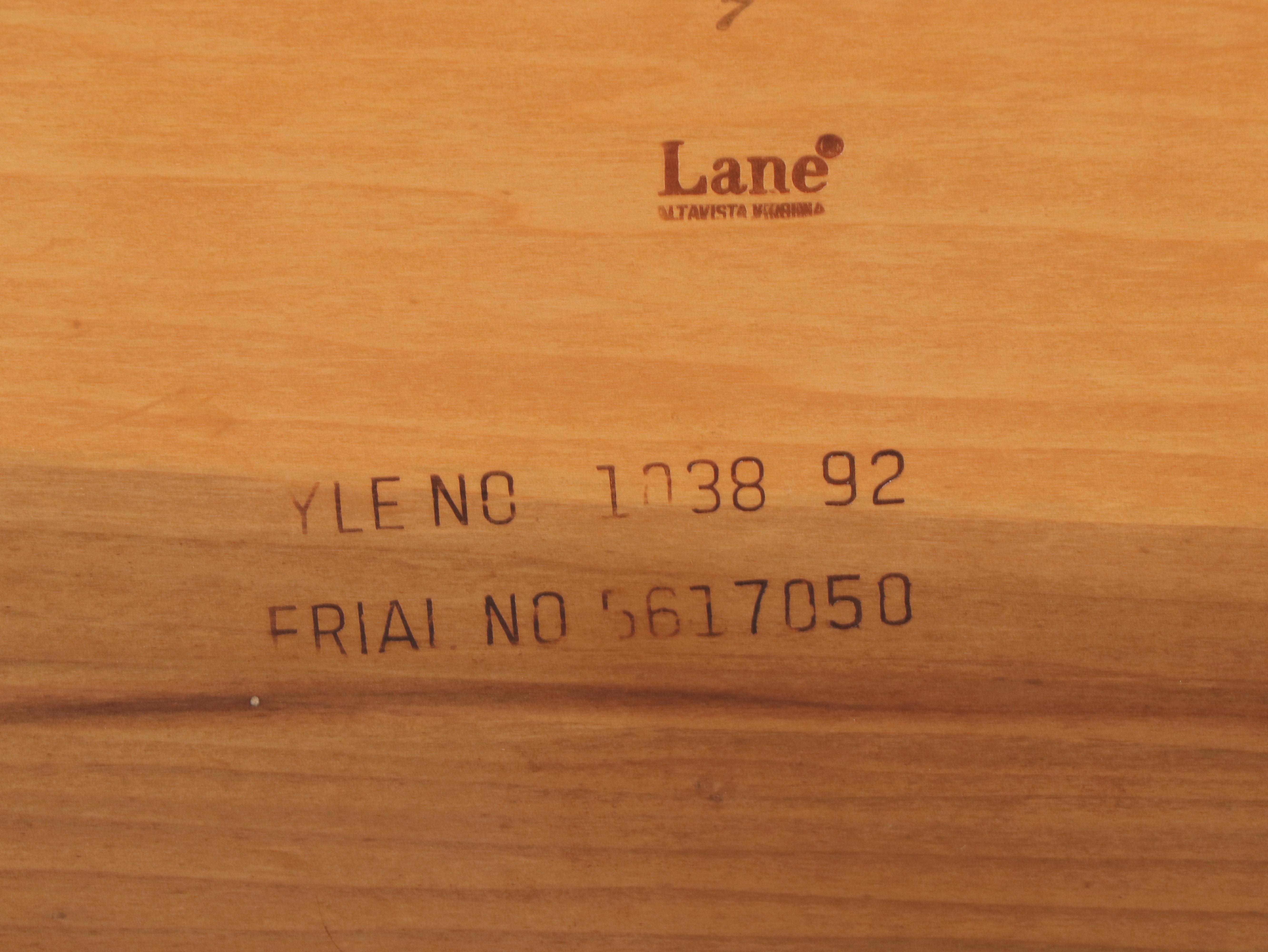 Lane Mid Century Modern Walnut, Laminate and Caned End Table