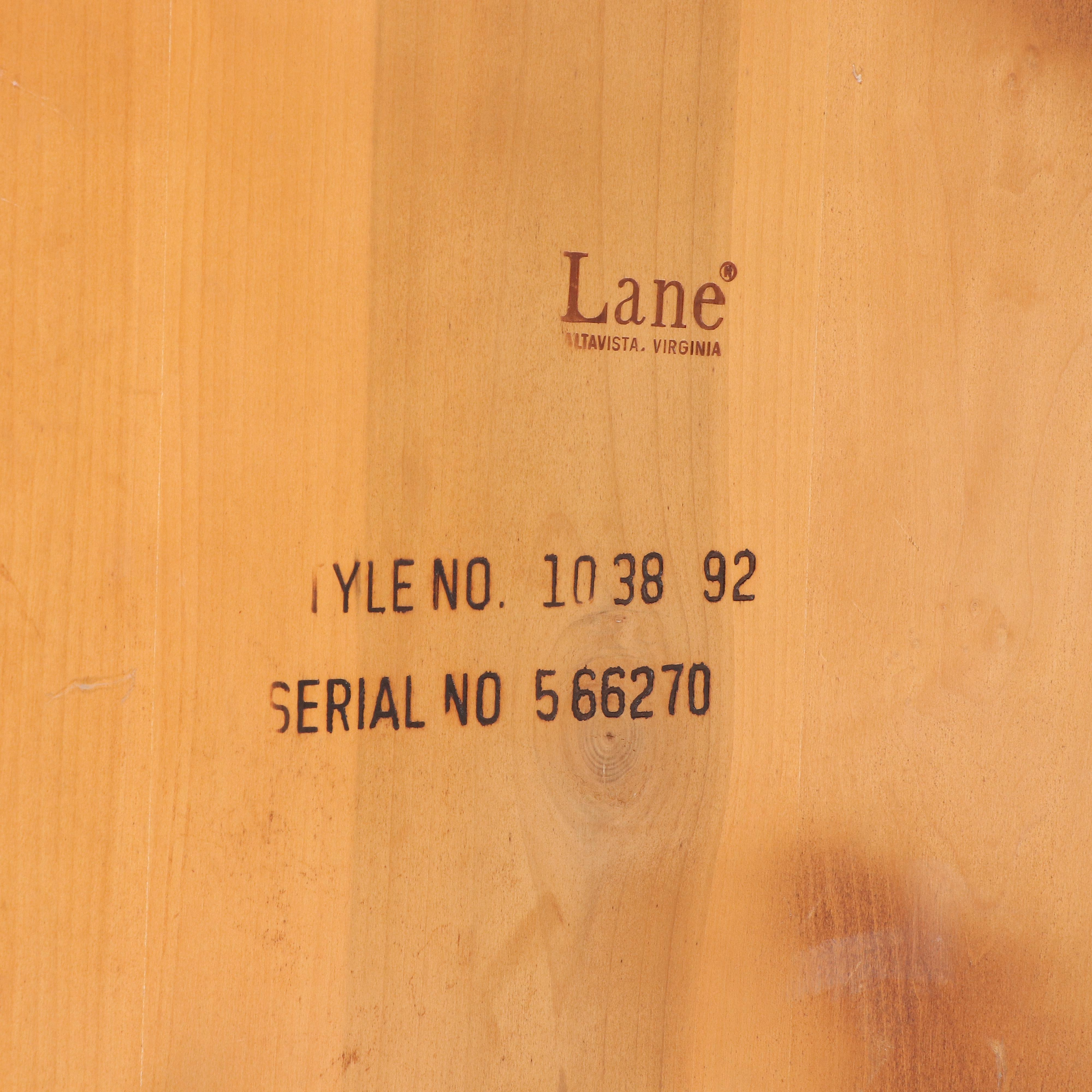 Lane Mid Century Modern Walnut, Laminate and Caned End Table