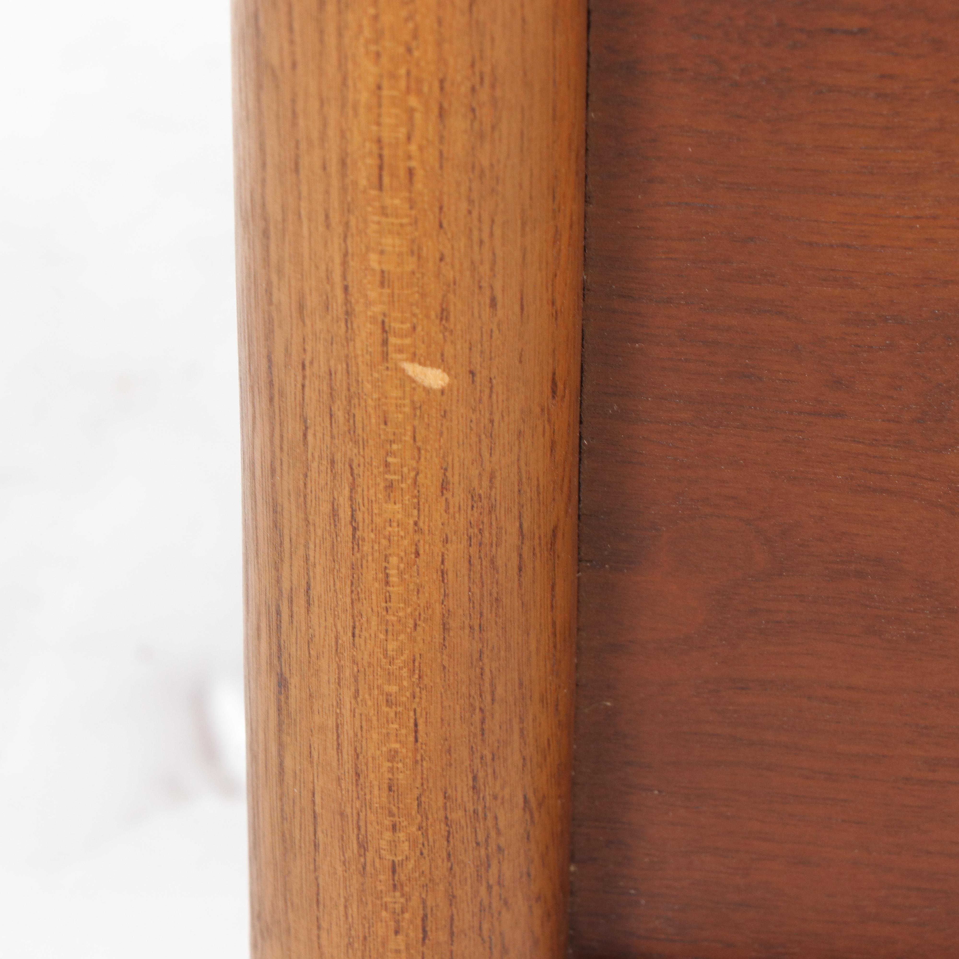 Lane Mid Century Modern Walnut, Laminate and Caned End Table