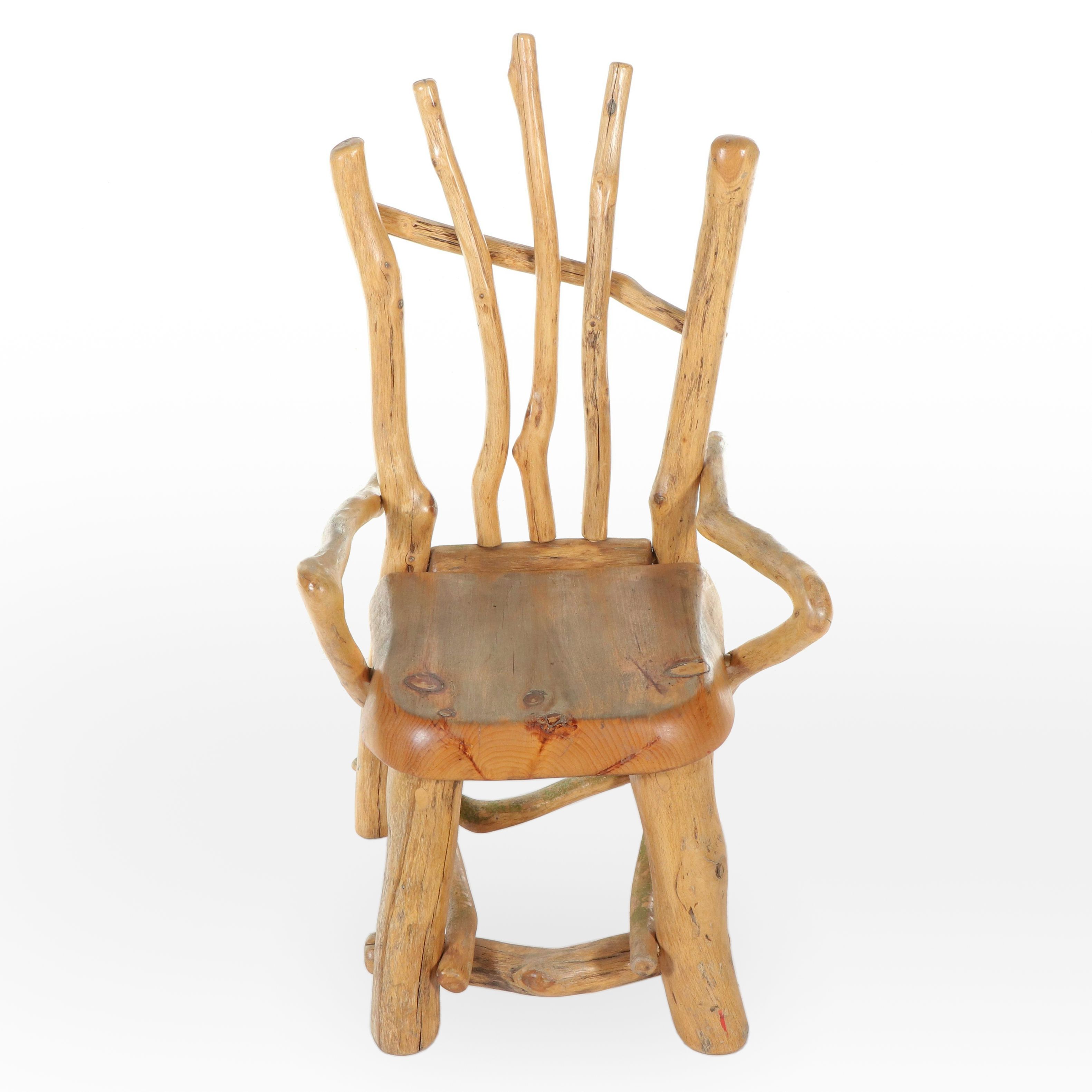 Rustic Primitive Artisan-Made Log Chair