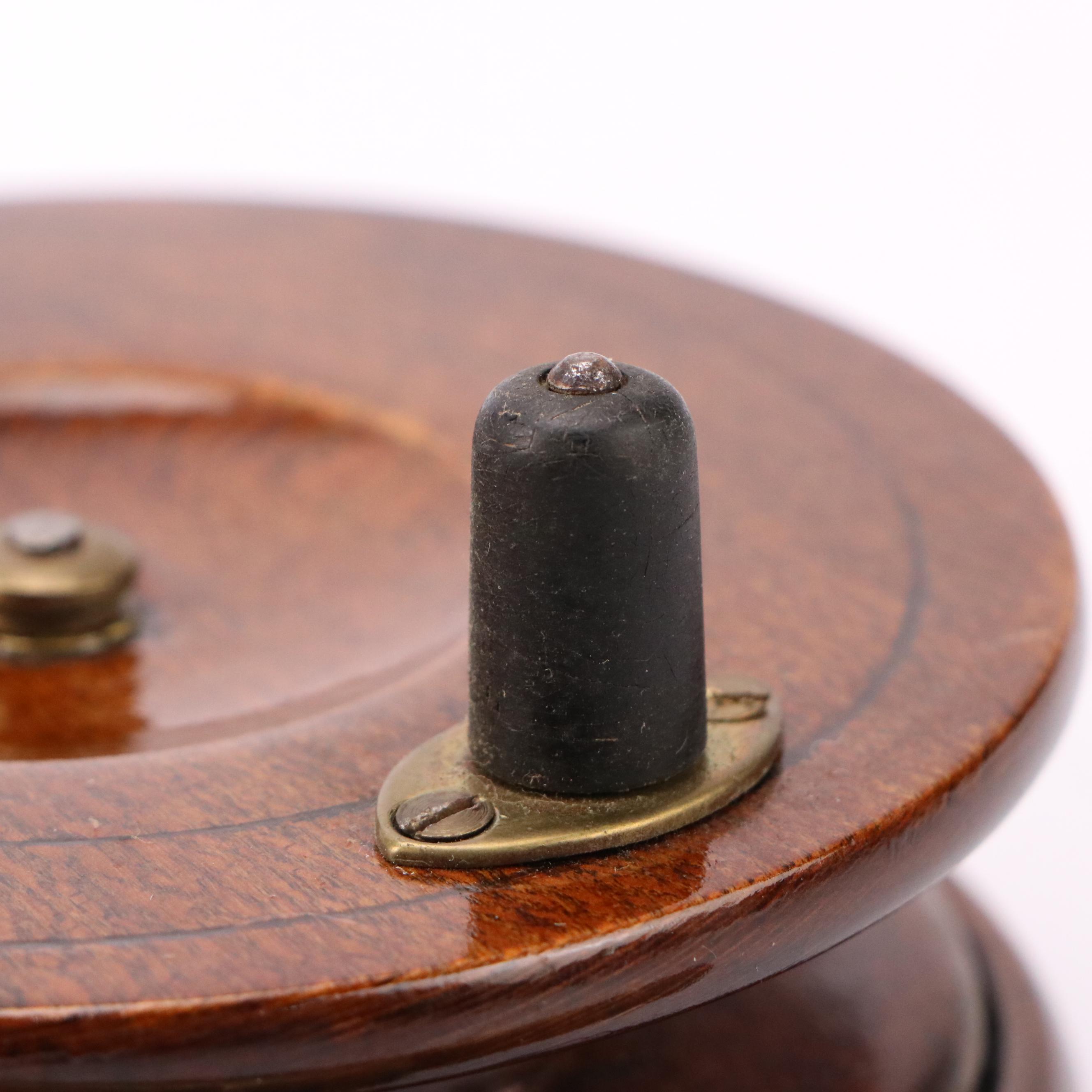 Antique Nottingham Cross Style Brass and Oak Fishing Reel