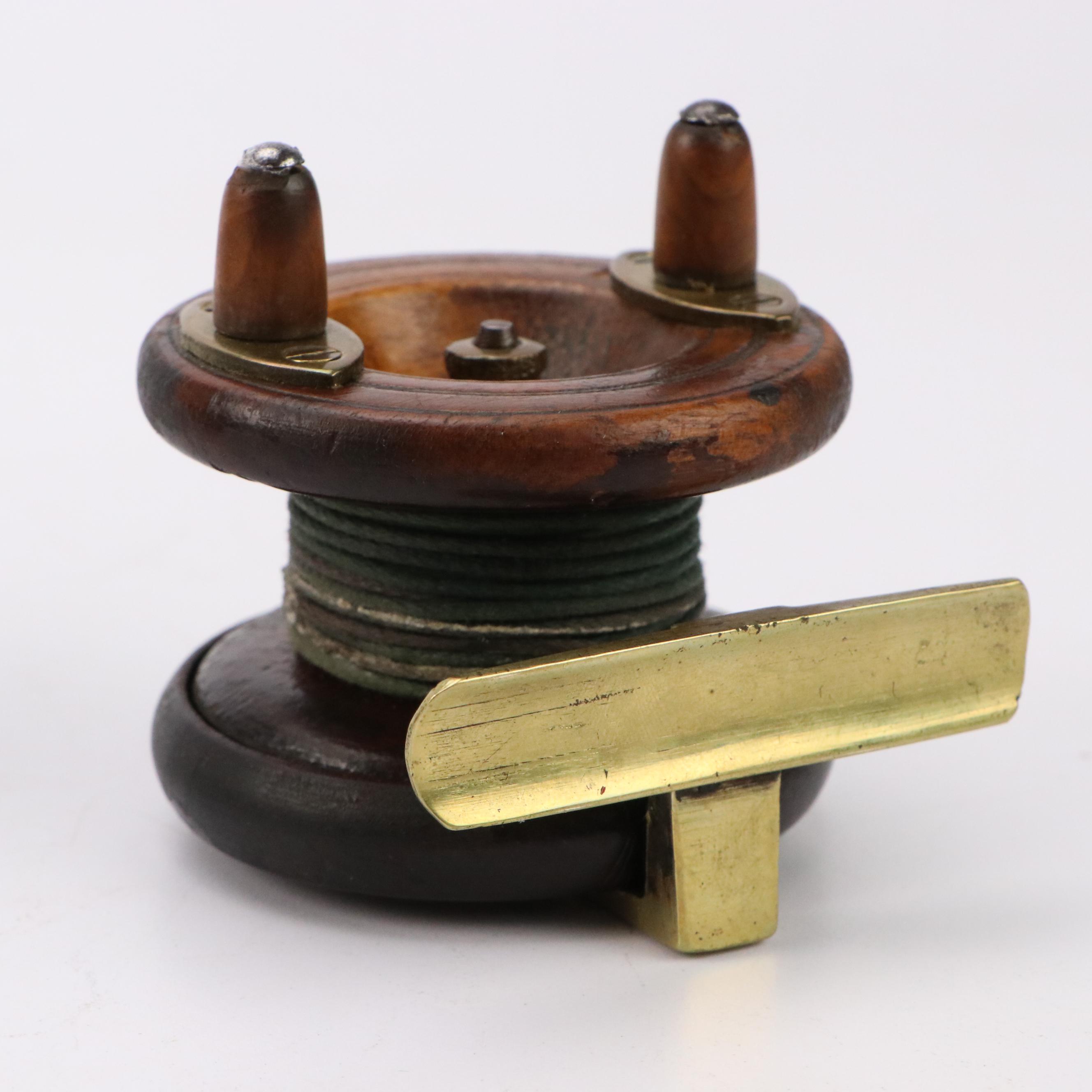 Antique Scarborough Type Carved Wooden Fishing Reels