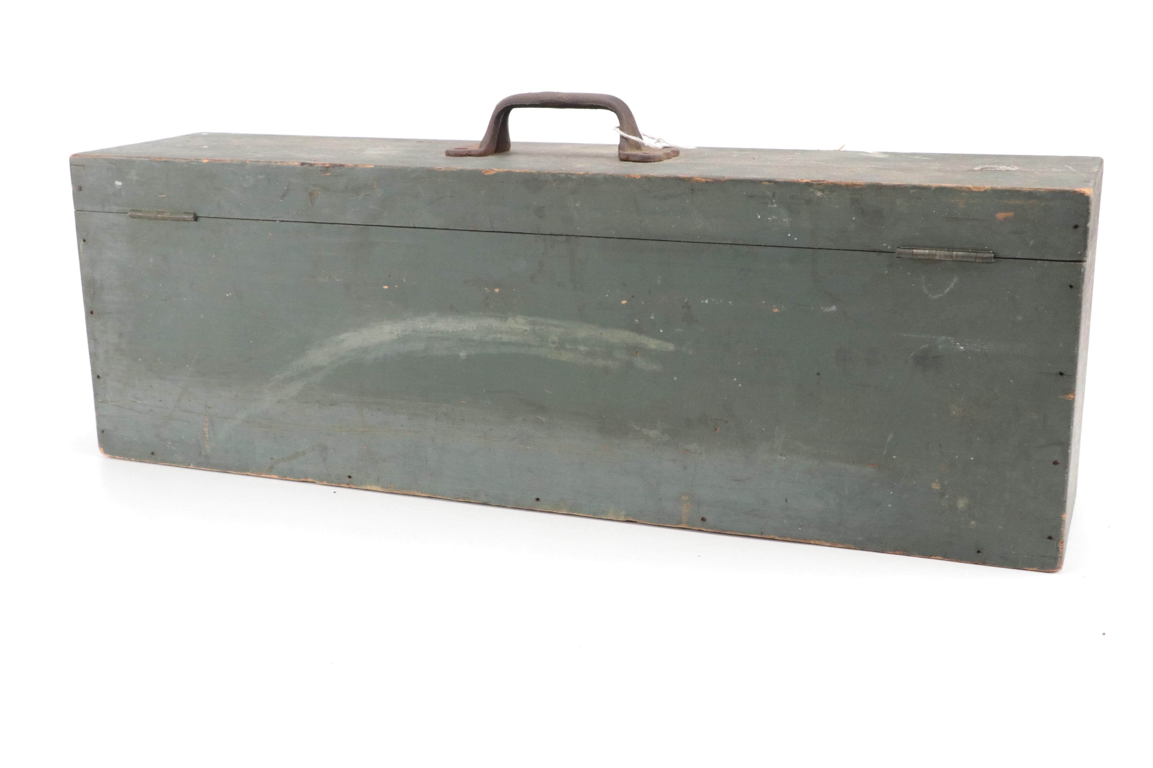 Vintage Fishing Tackle Box With Painted Salmon, Yarn Winder and Cord Dispenser