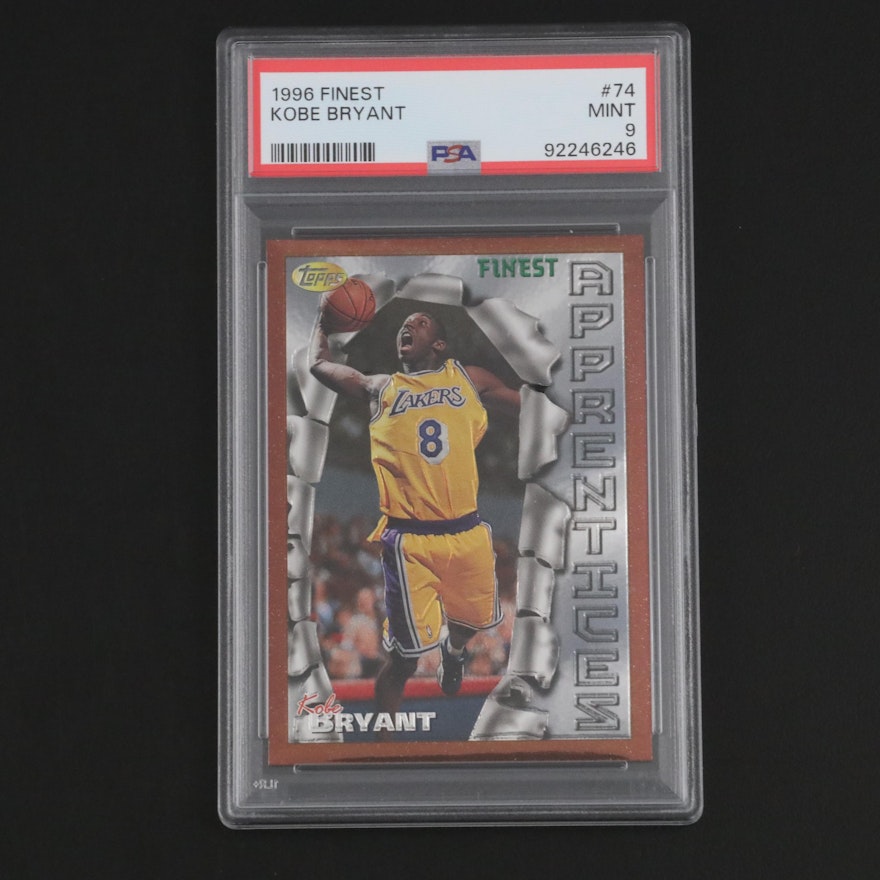 1996 Topps Finest Kobe Bryant Lakers Rookie Basketball Card #74 Graded PSA 9