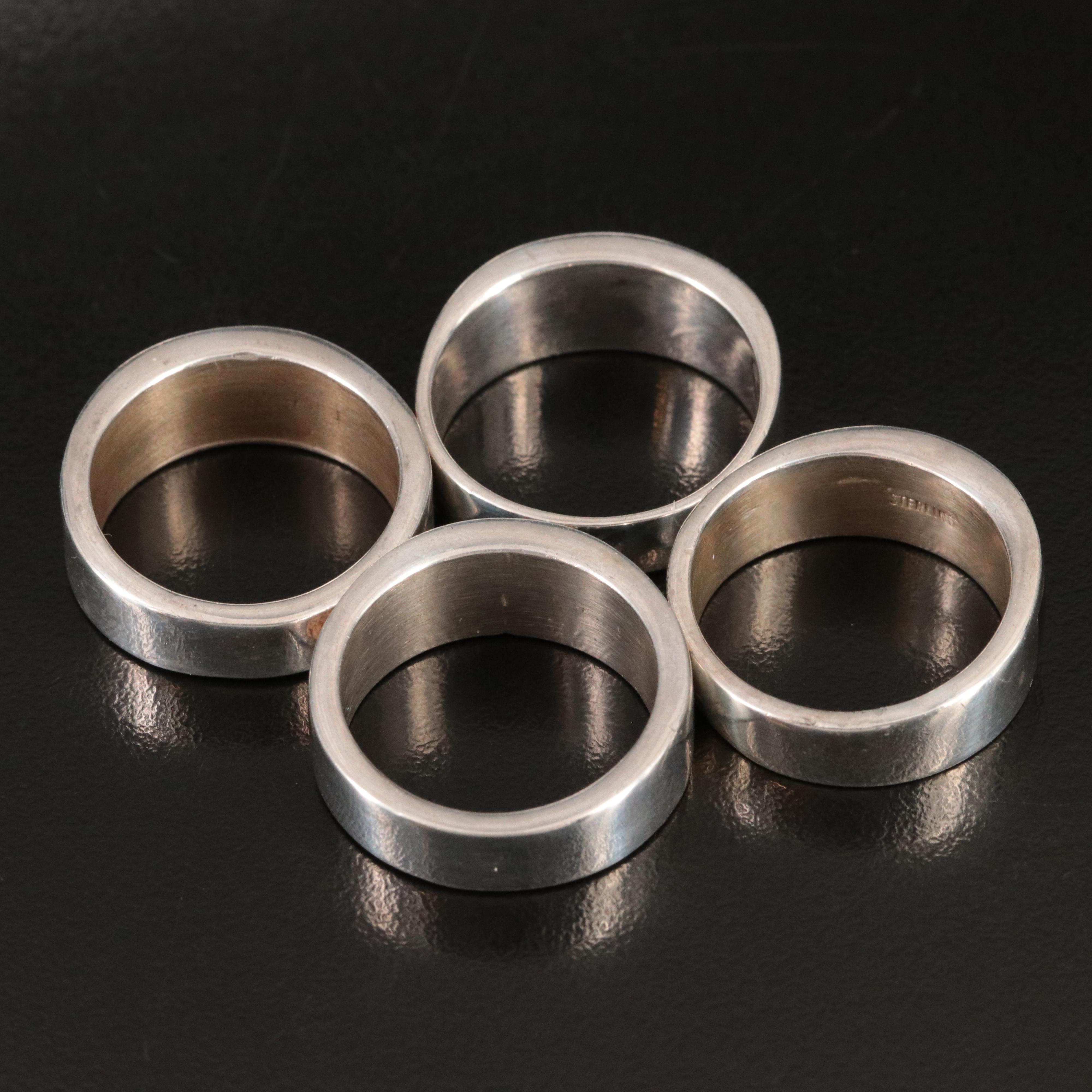 Western Style Sterling Tiger's-Eye Quartz, Jasper, Mother-of-Pearl Inlay Bands