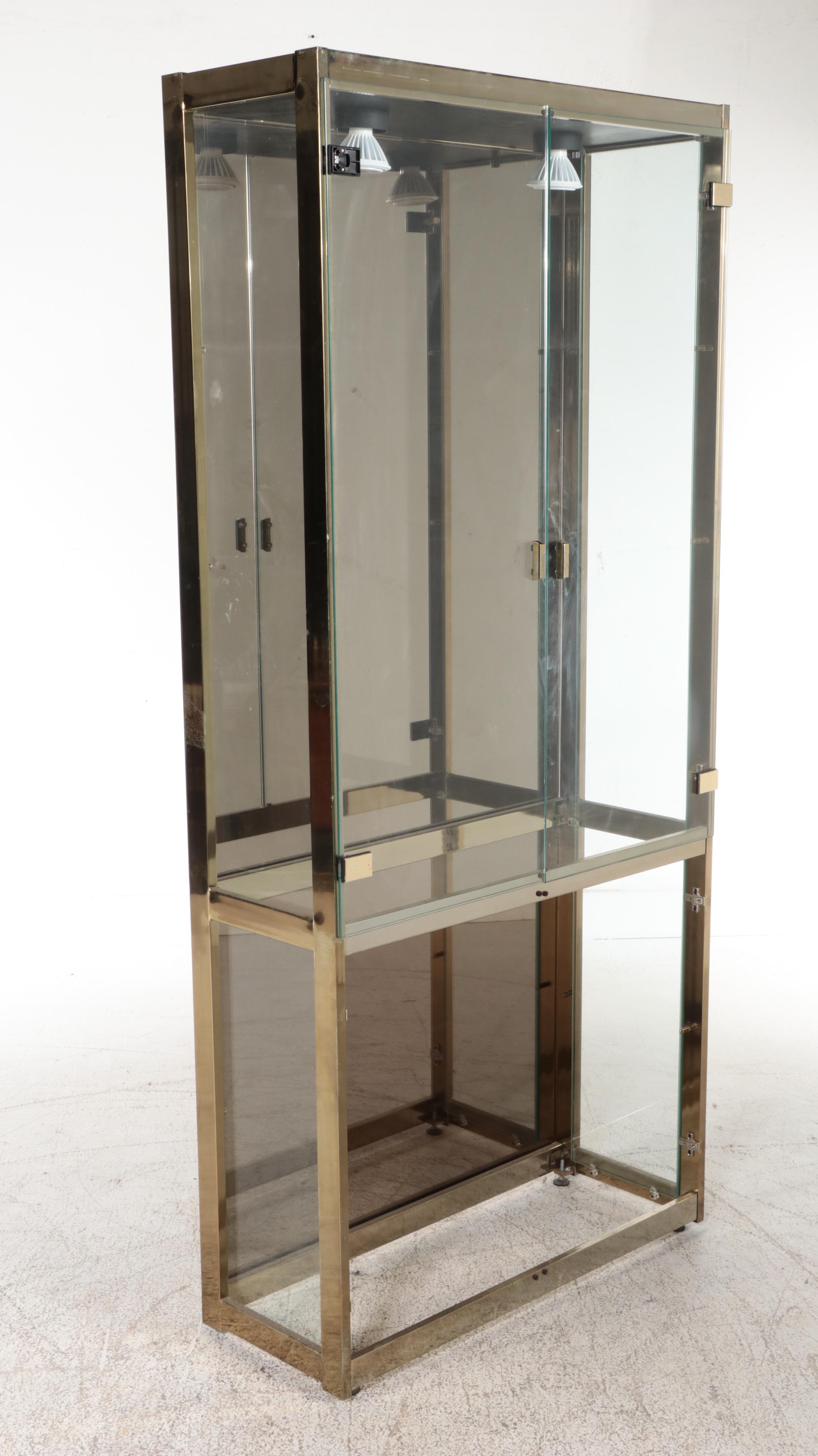 Modernist Metal and Glass Illuminated Display Cabinet
