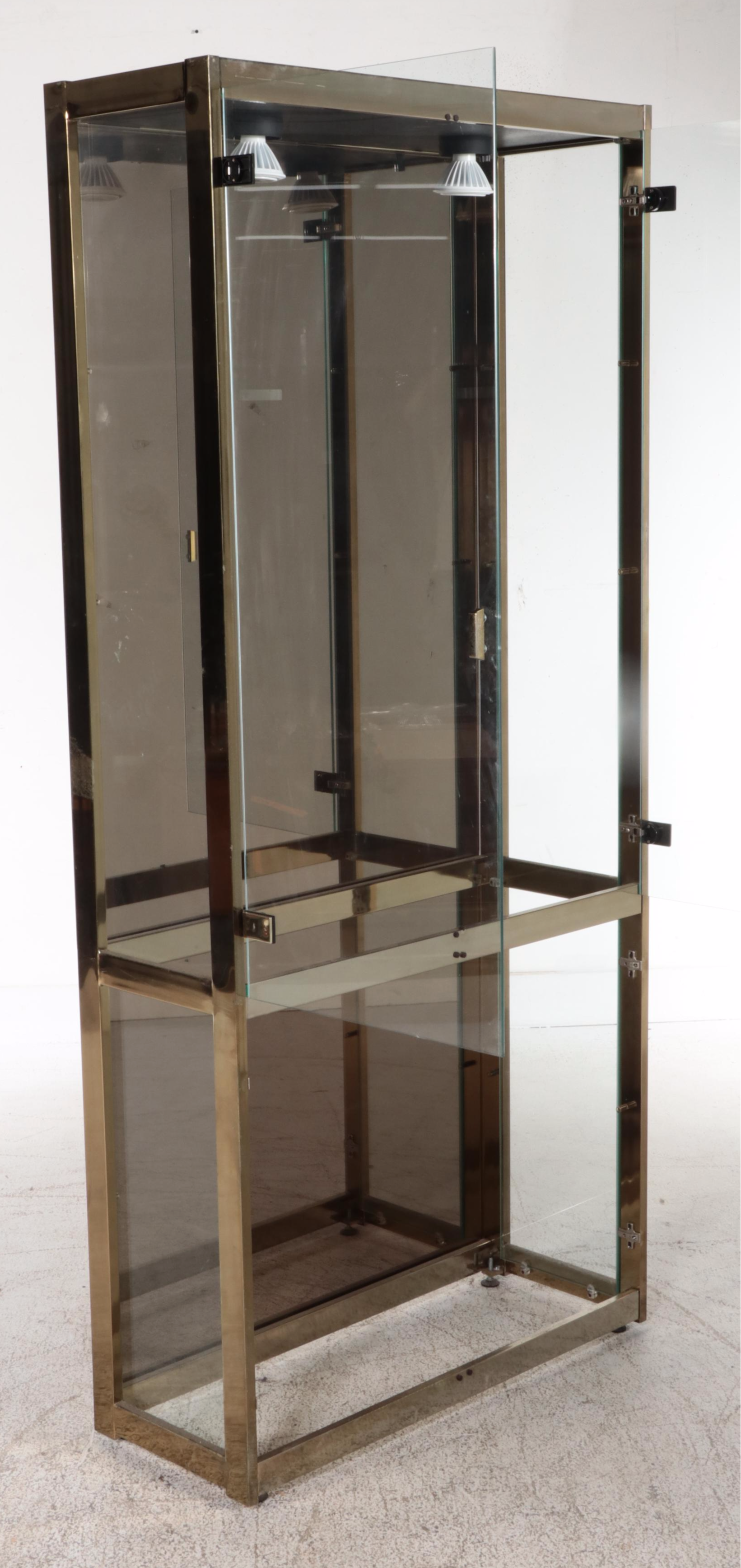 Modernist Metal and Glass Illuminated Display Cabinet