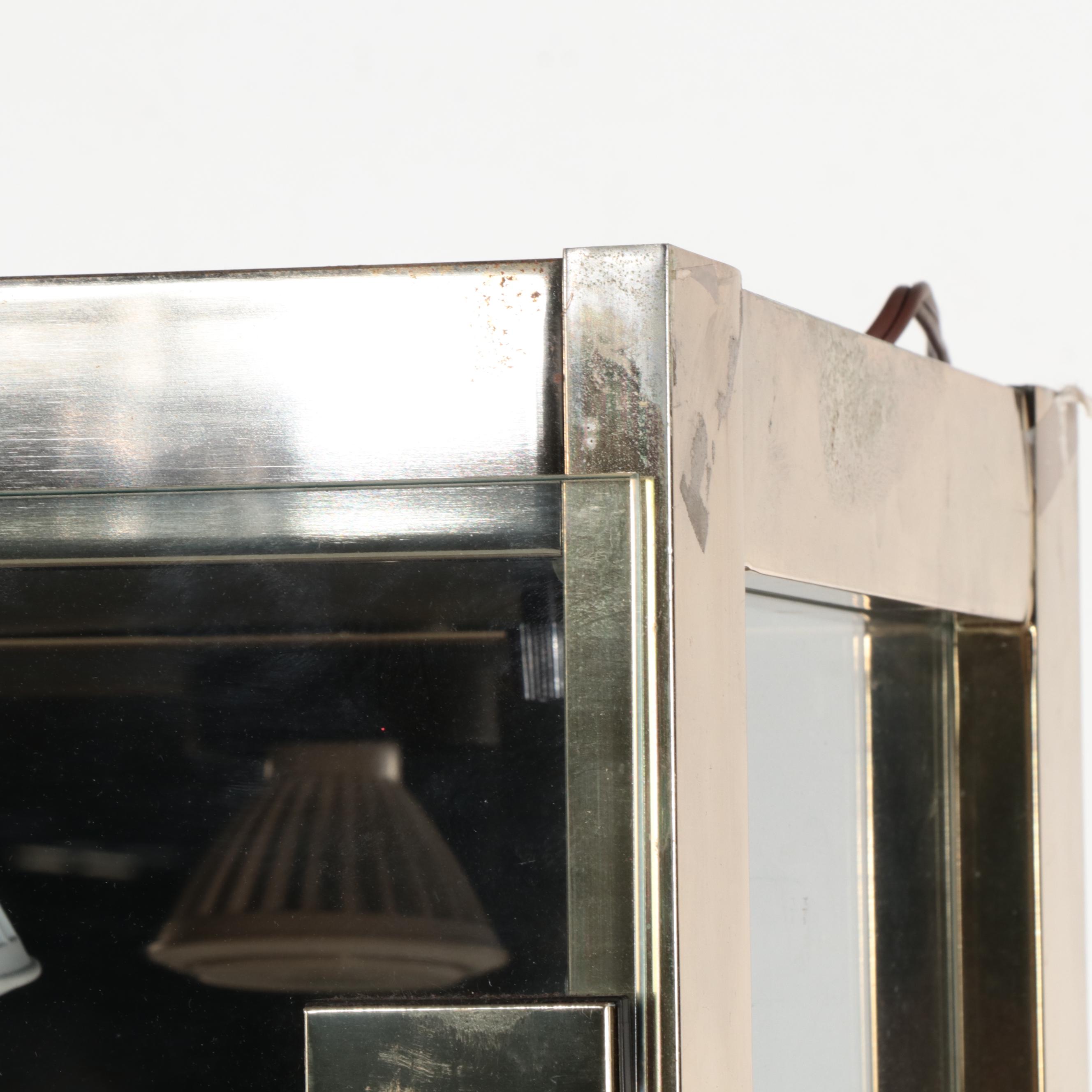 Modernist Metal and Glass Illuminated Display Cabinet