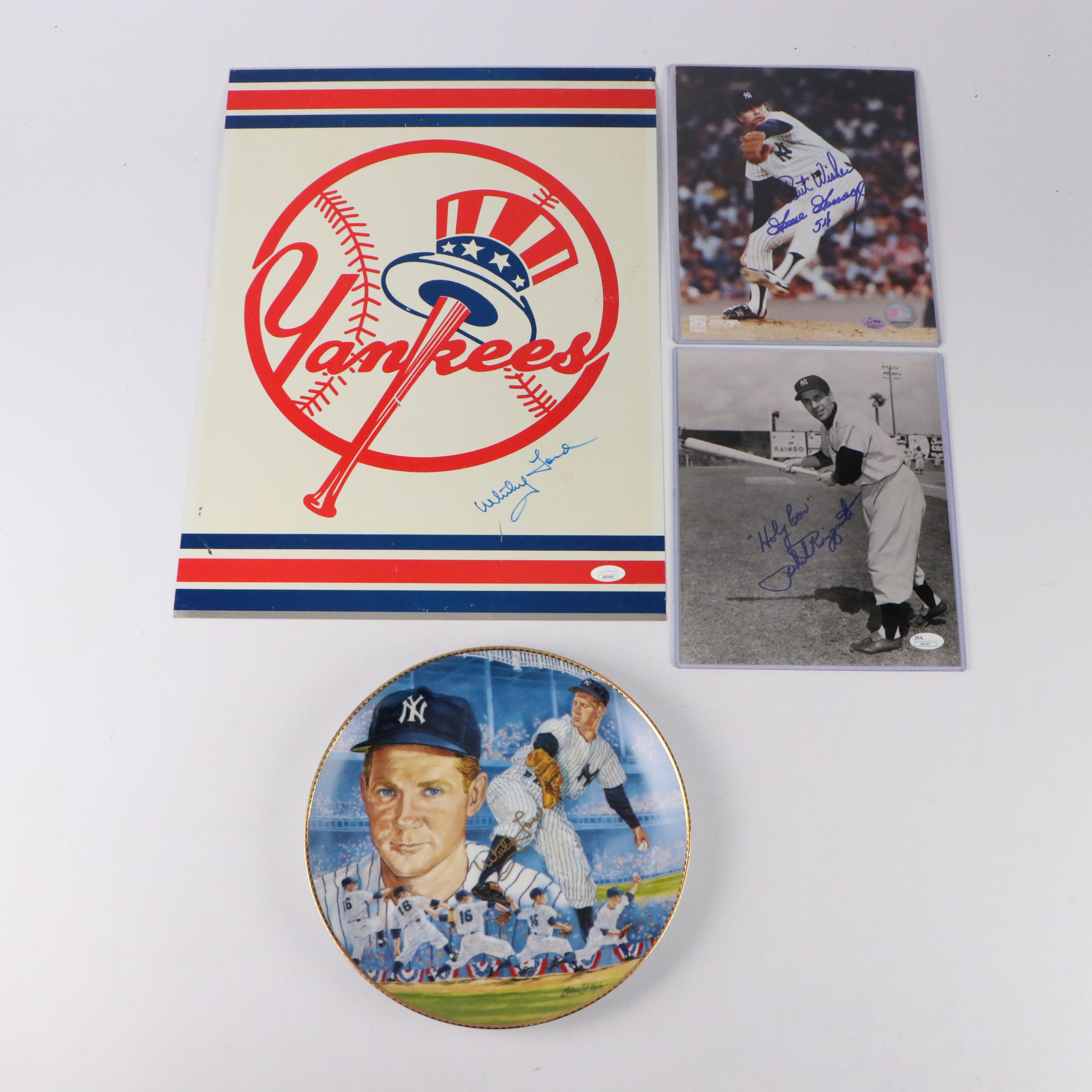 Whitey Ford Signed New York Yankees Sign with Goose Gossage Signed Print, More