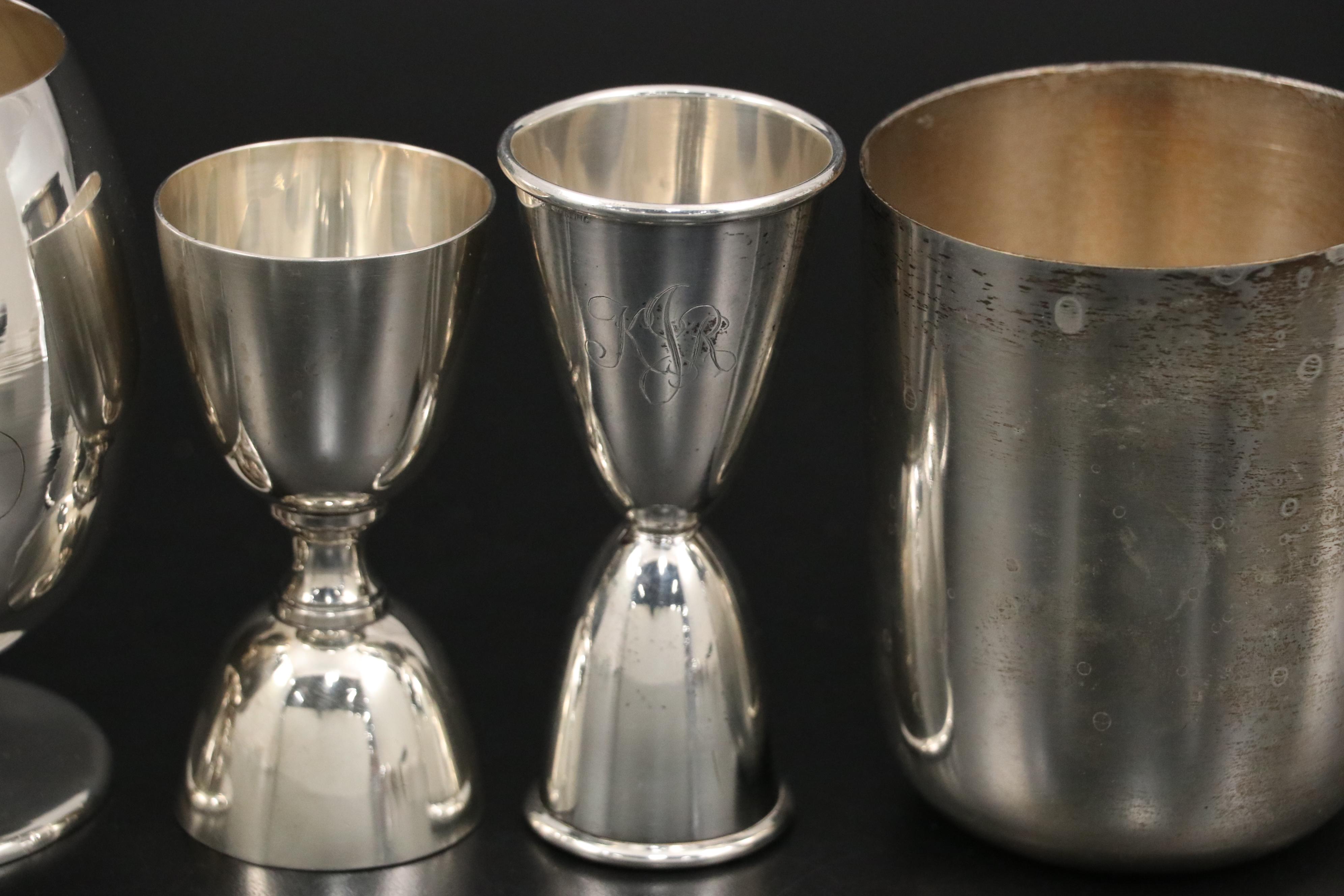Mexican Juventino Lopez Reyes Sterling Bowl and Goblet with Other Tableware