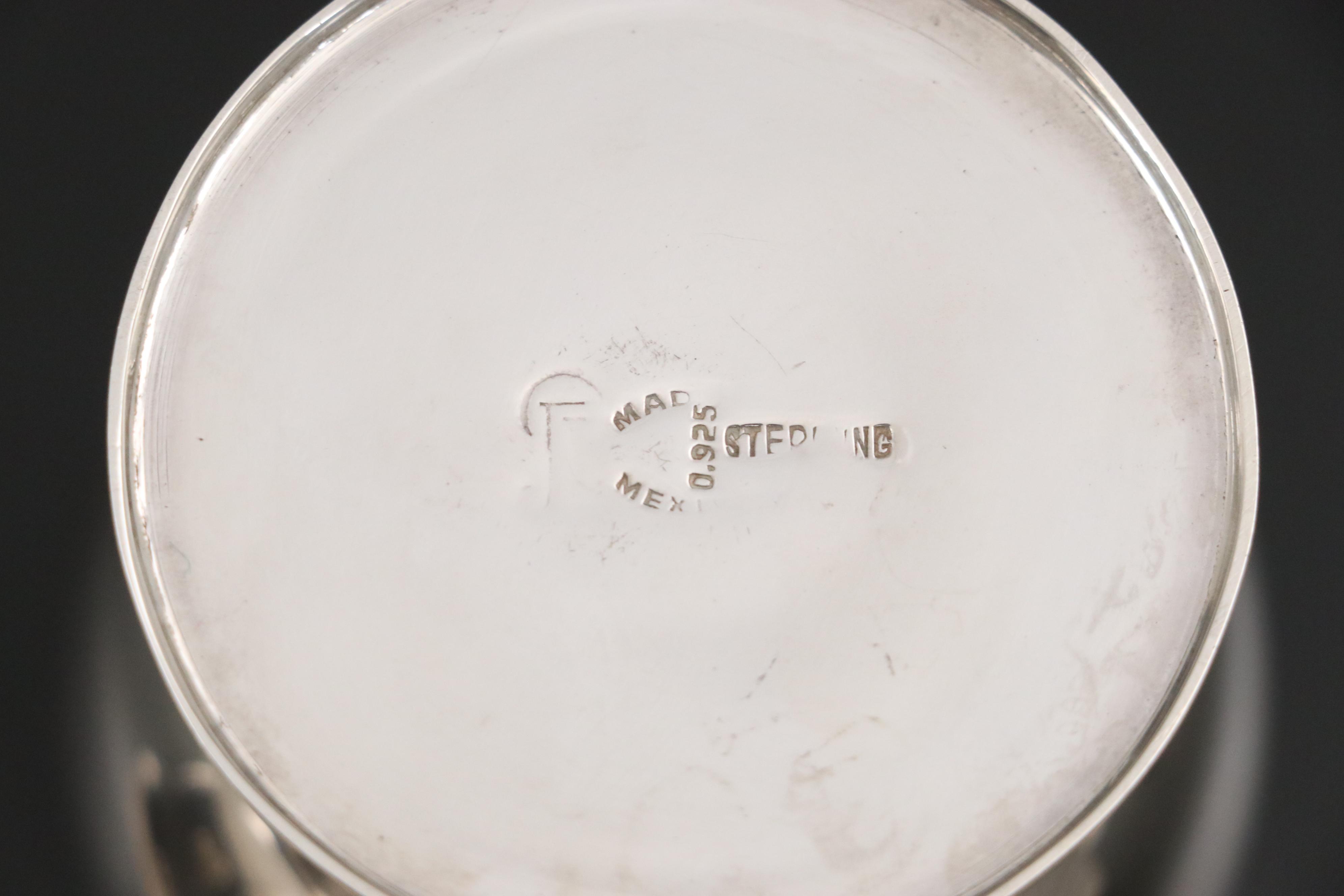 Mexican Juventino Lopez Reyes Sterling Bowl and Goblet with Other Tableware