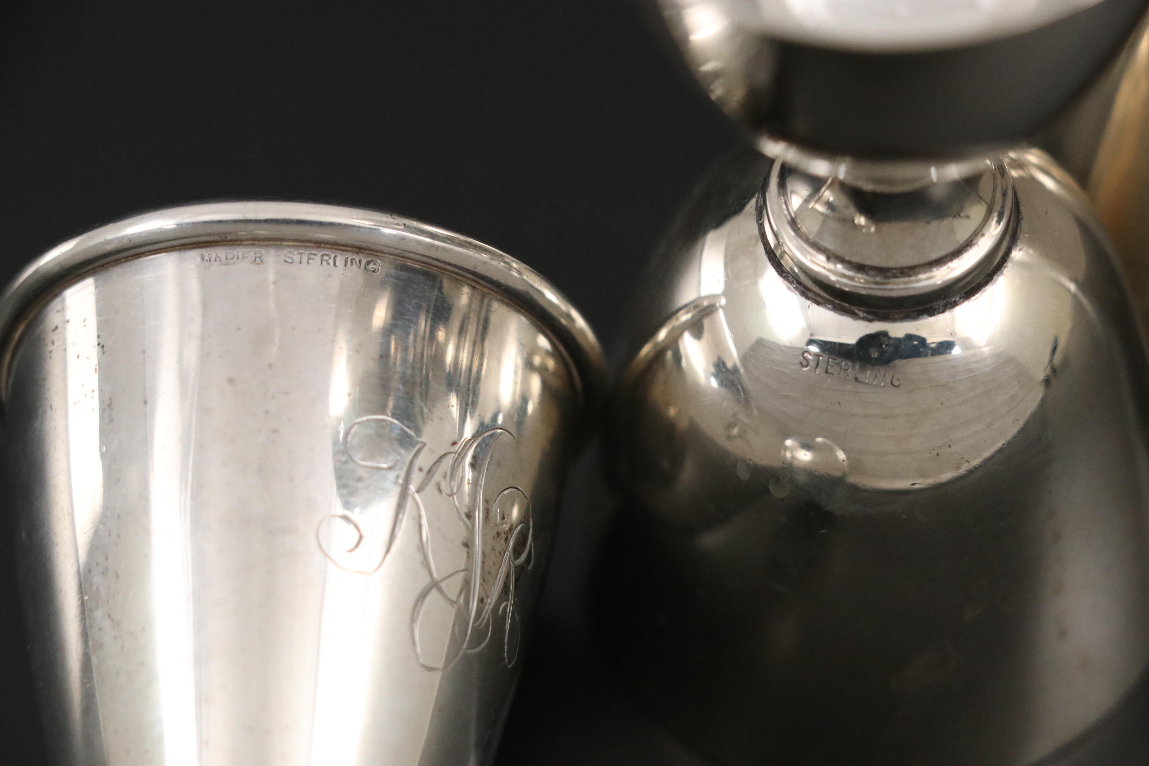 Mexican Juventino Lopez Reyes Sterling Bowl and Goblet with Other Tableware